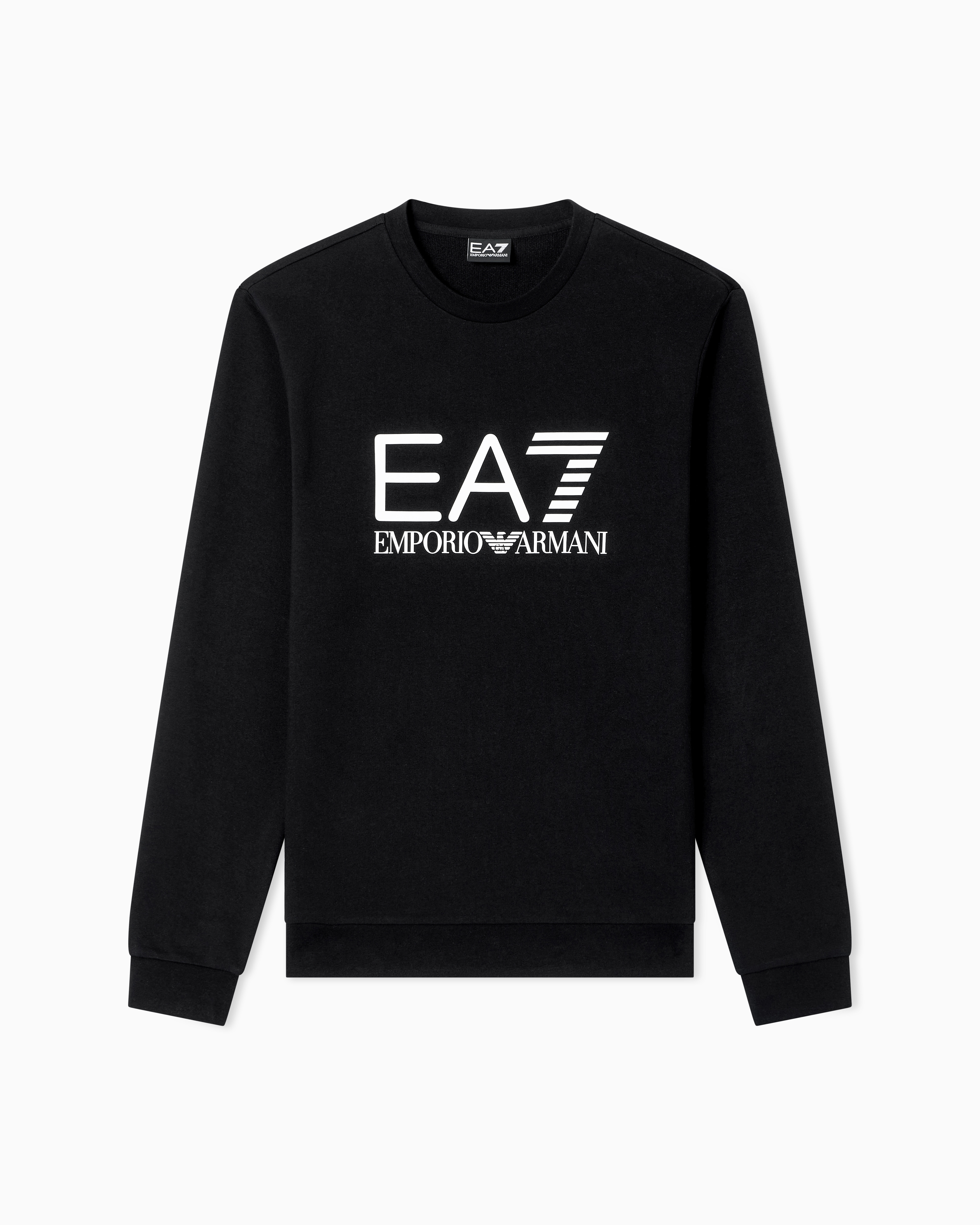 Ea7 Black Slim Sweatshirt Core Identity In Cotton Jersey With Logo