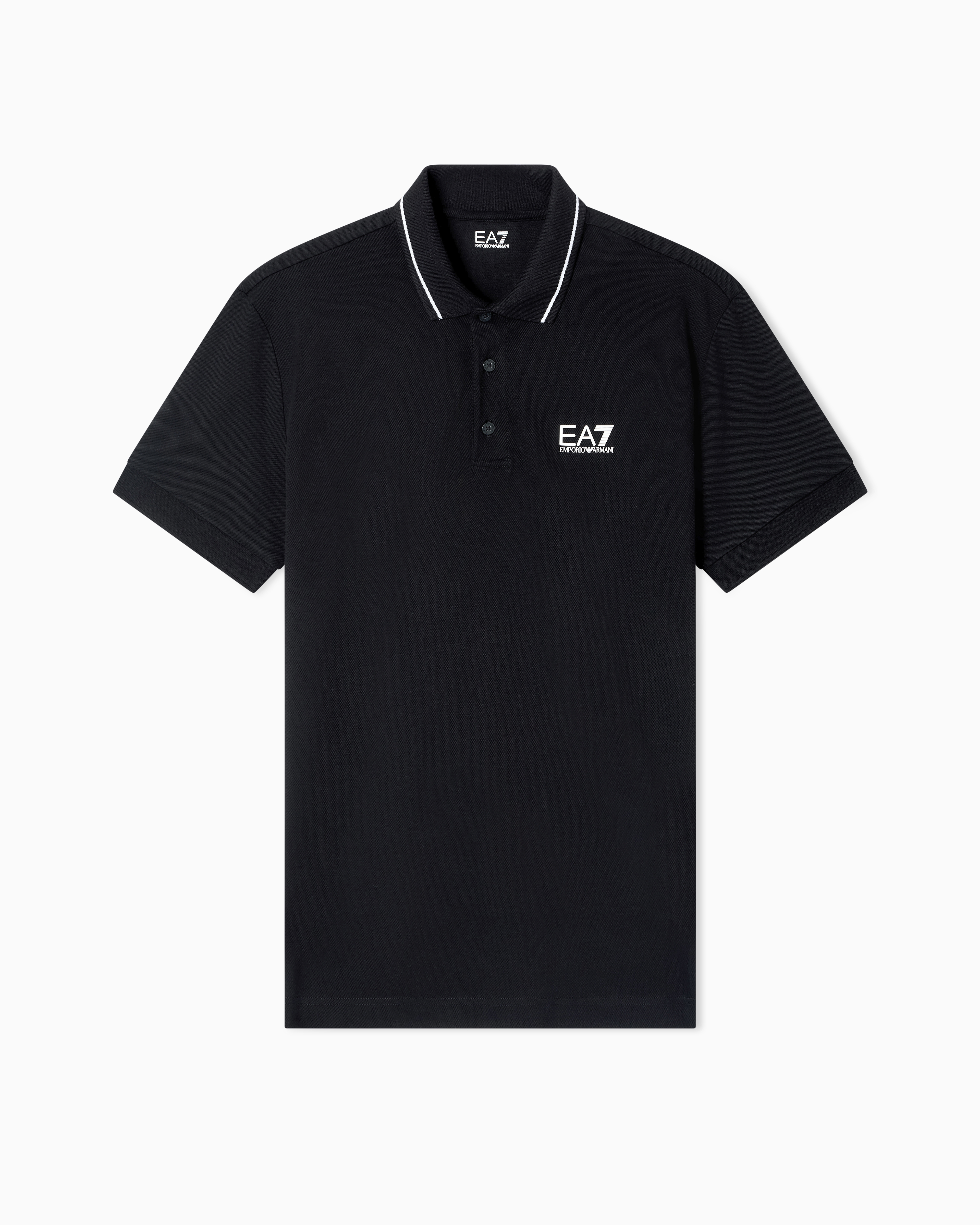 Ea7 Black Core Identity Stretch-Cotton Piqué Polo Shirt