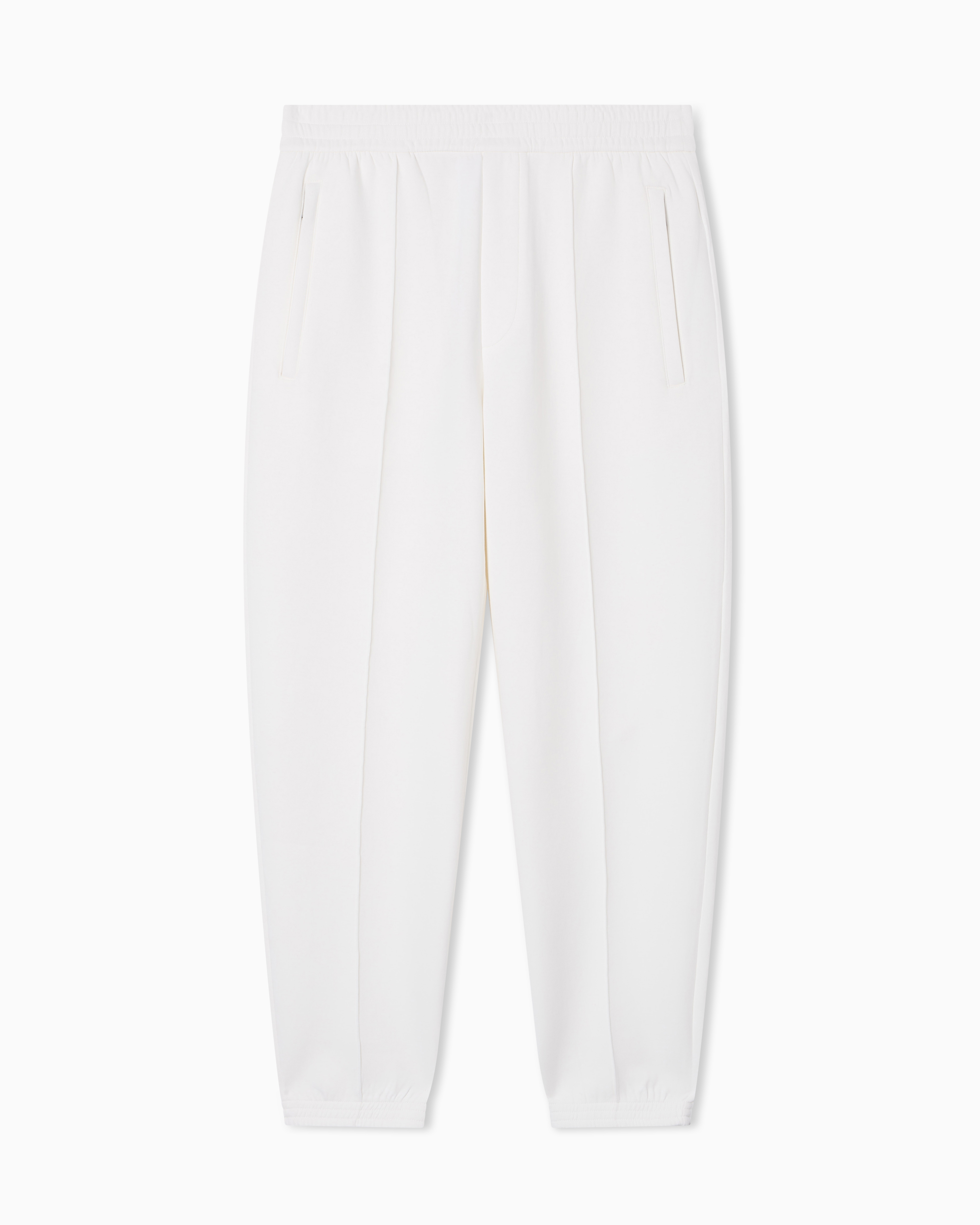 Emporio Armani White Double Jersey Joggers With Side Zip Pockets Essential