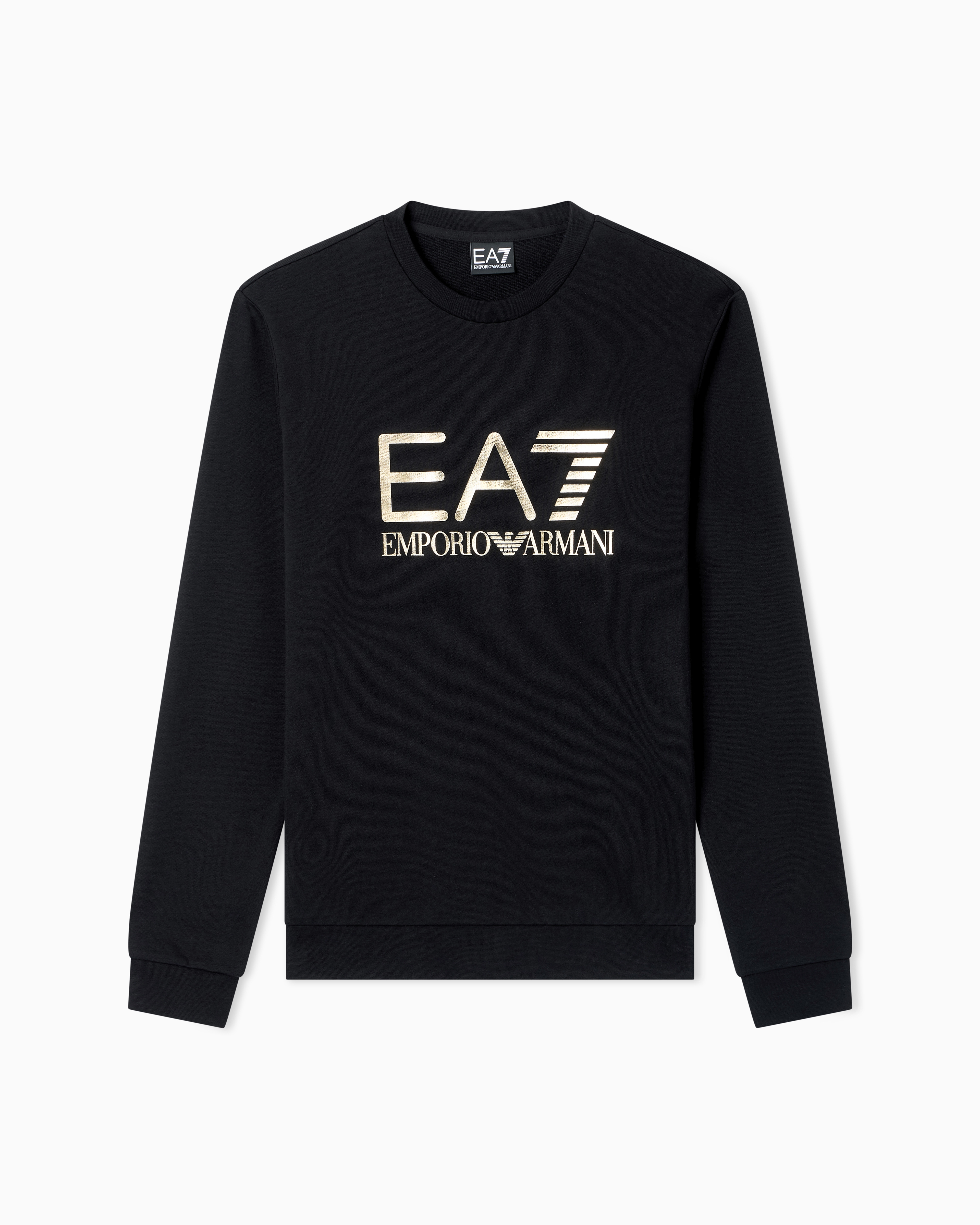 Ea7 Black Slim Sweatshirt Core Identity In Cotton Jersey With Logo