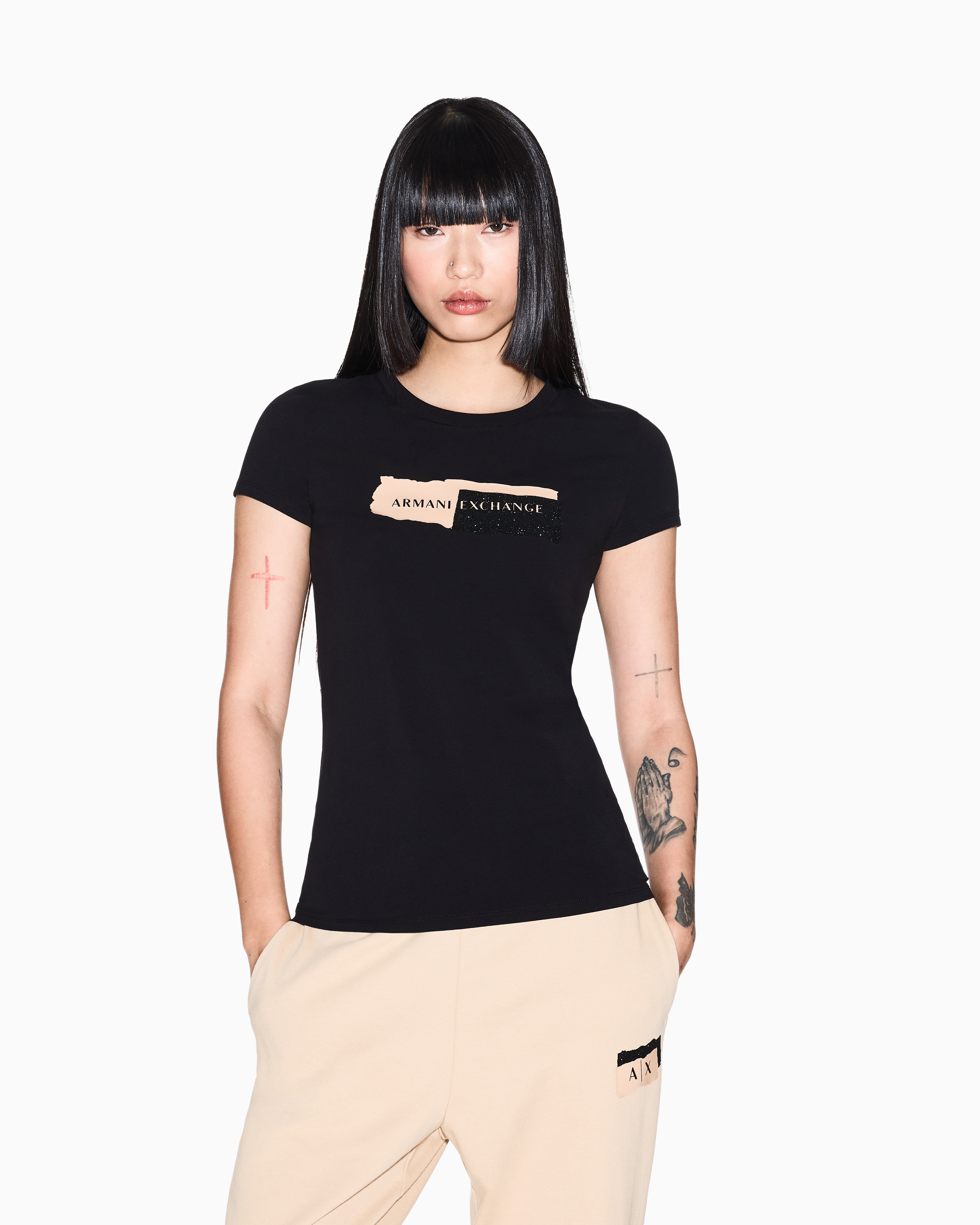 Armani Exchange Slim Fit T-shirts In Black