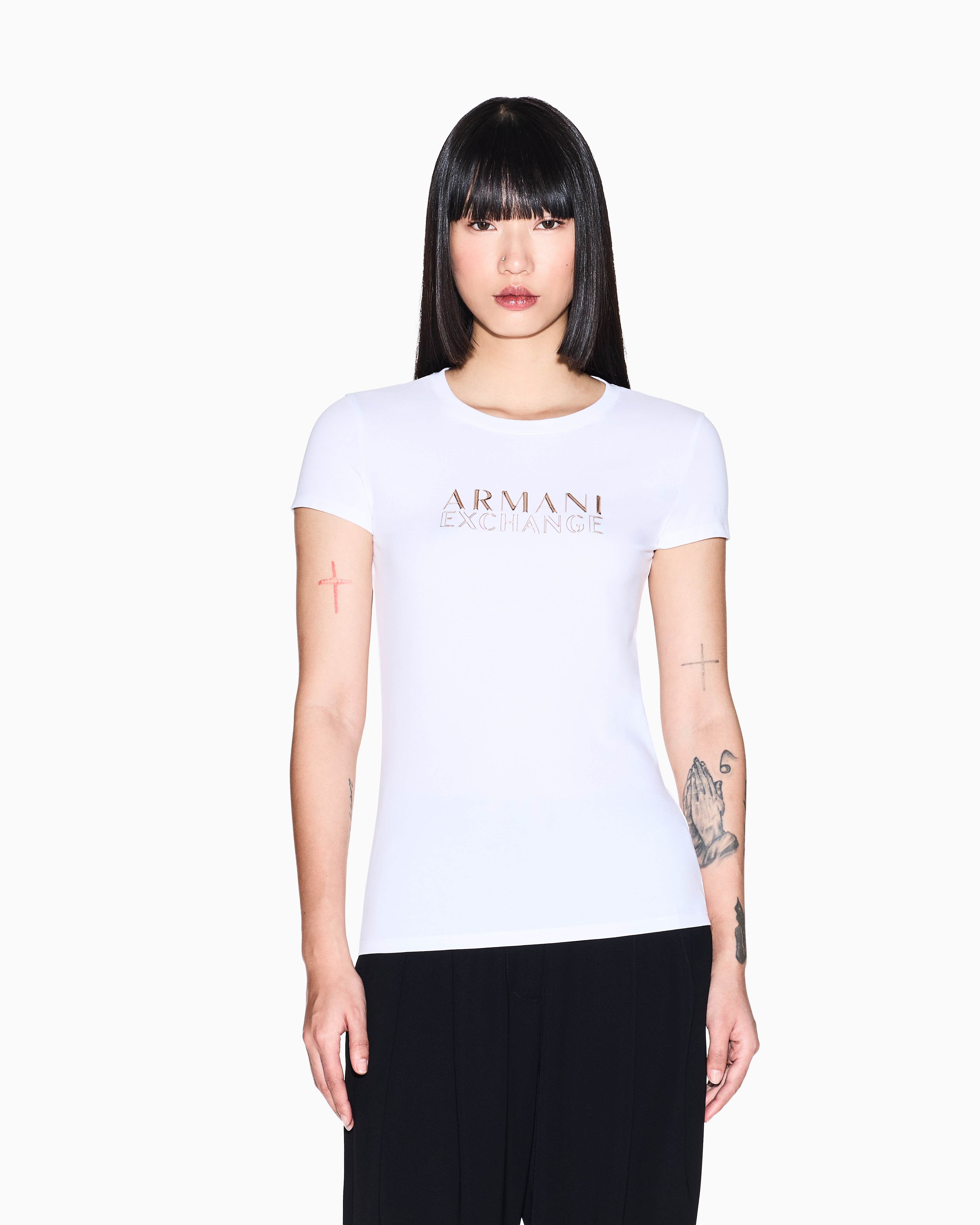 Armani Exchange Slim Fit T-shirts In White