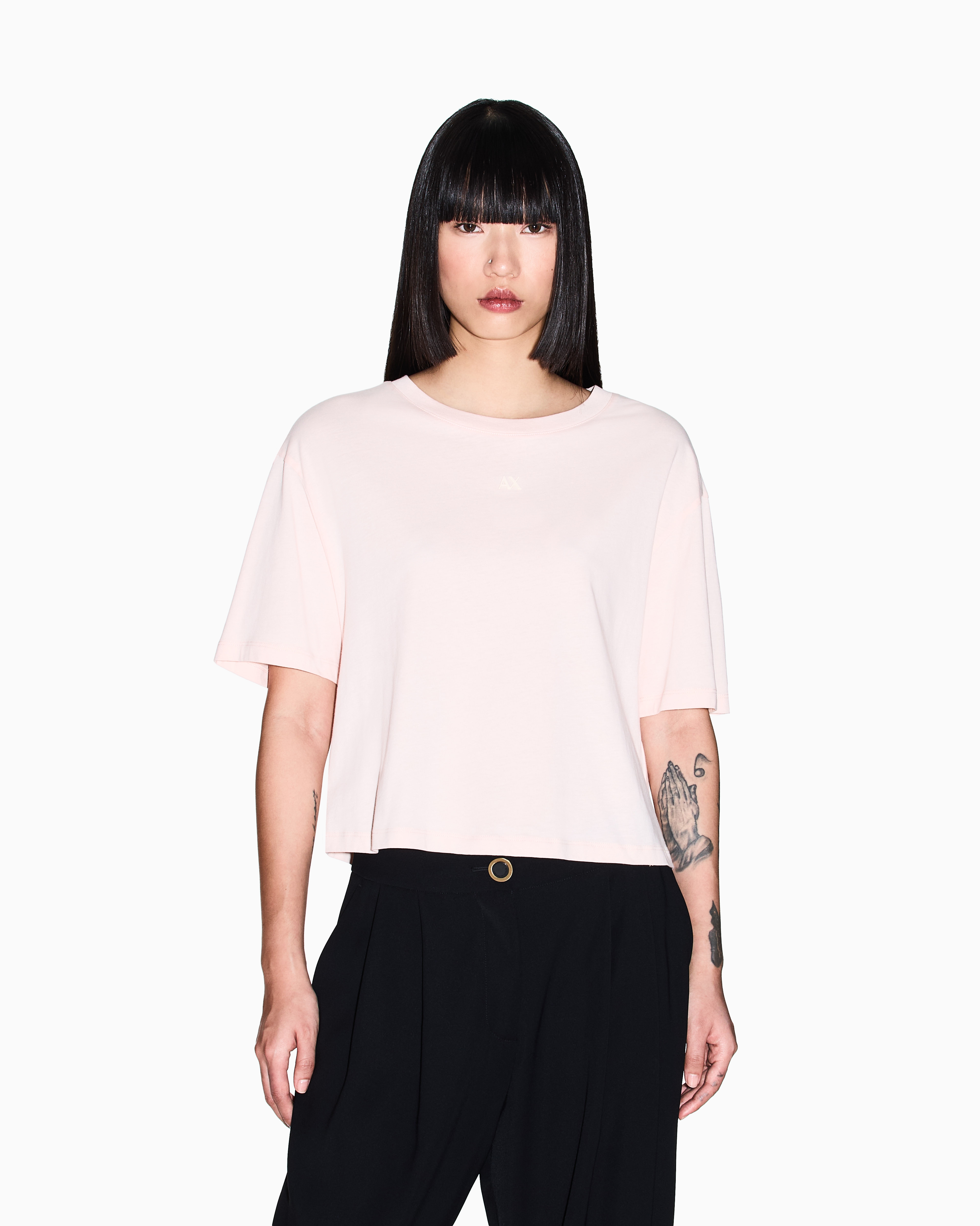 Armani Exchange Cropped T-shirts In Pink