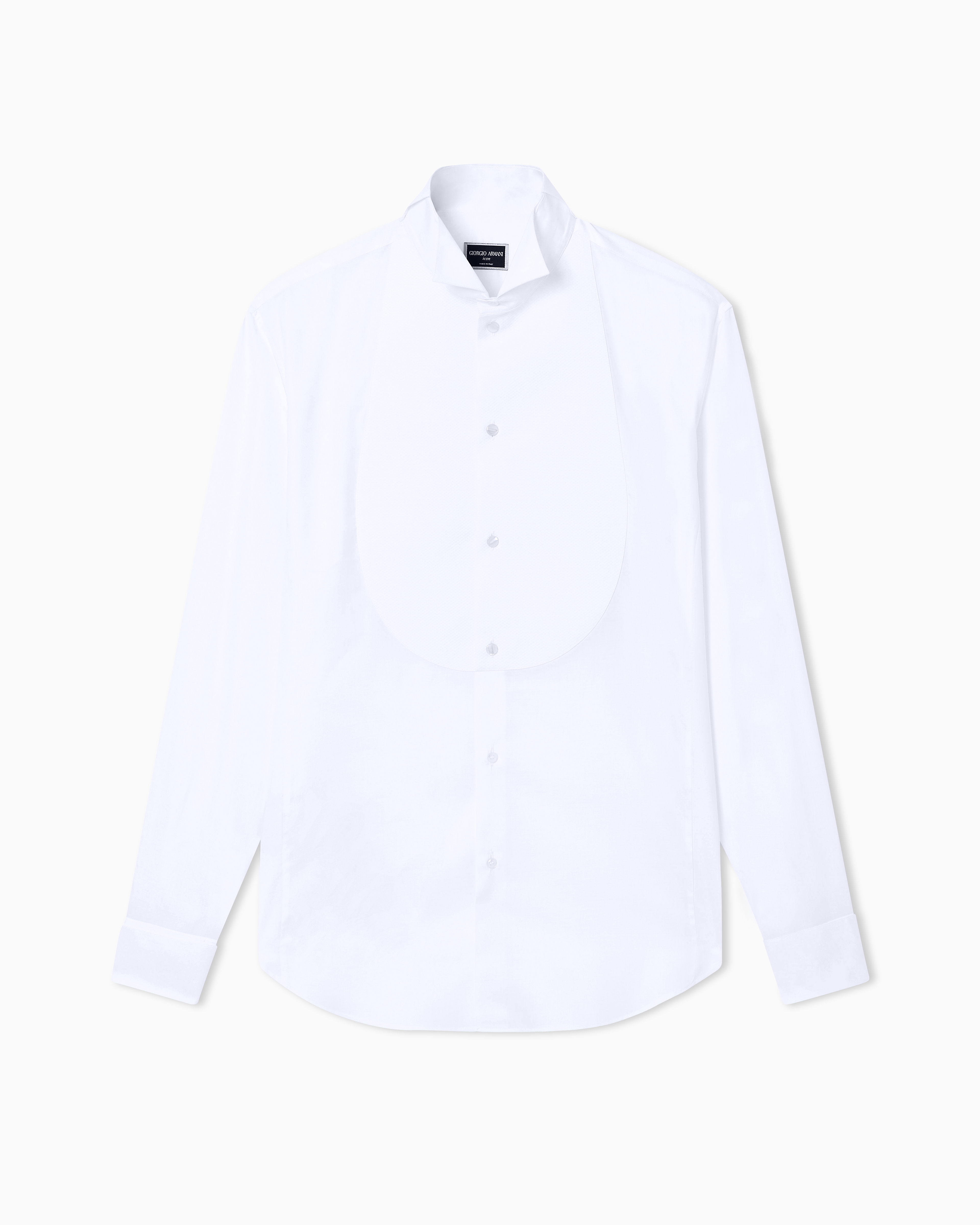 Giorgio Armani White Icon Tuxedo Shirt In Cotton Poplin