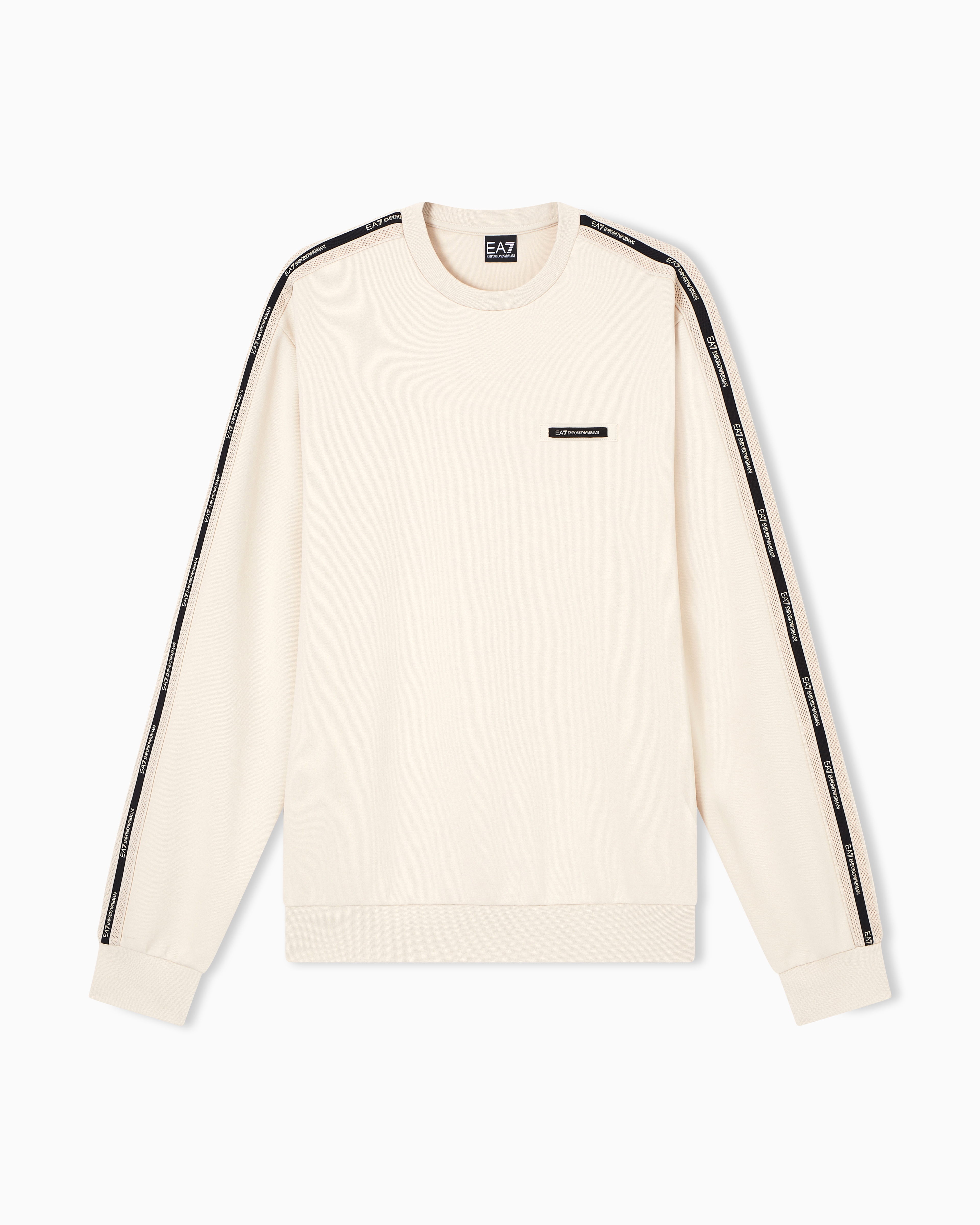 Ea7 Beige Logo Series Cotton-Blend Interlock Sweatshirt