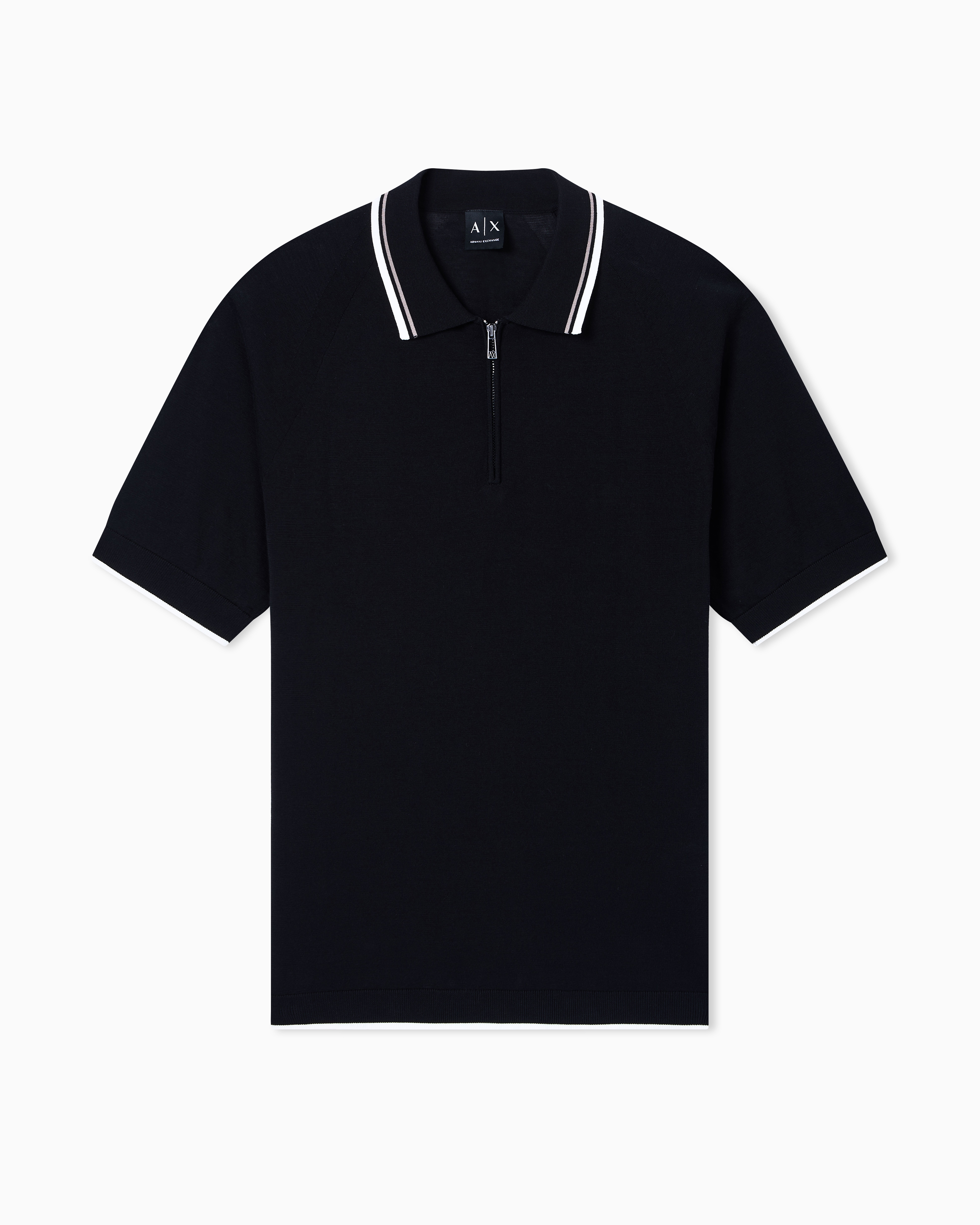 Armani Exchange Knitted Polo Shirts In Black
