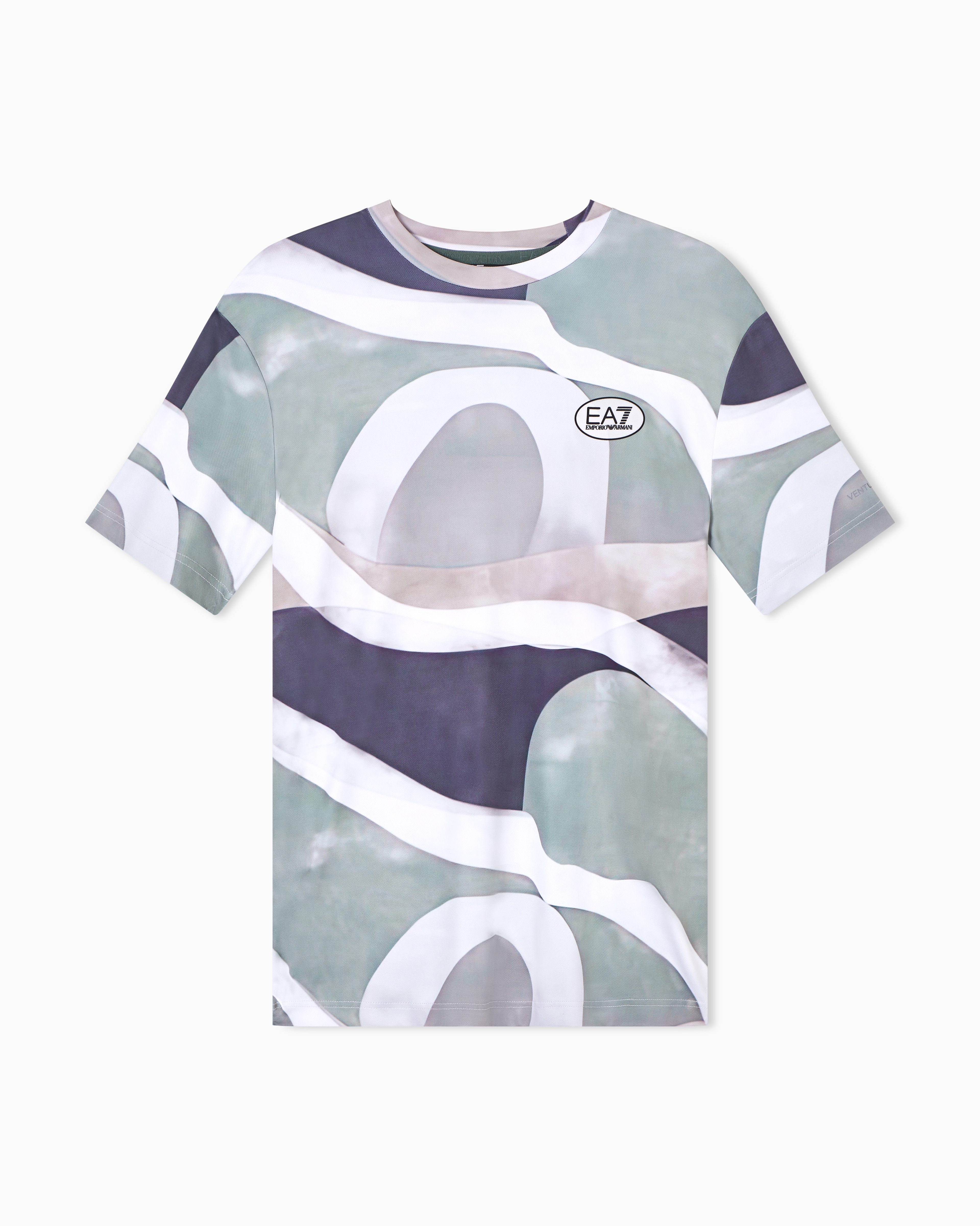 Ea7 Green Tennis Pro Print T-Shirt In Ventus7 Technical Fabric