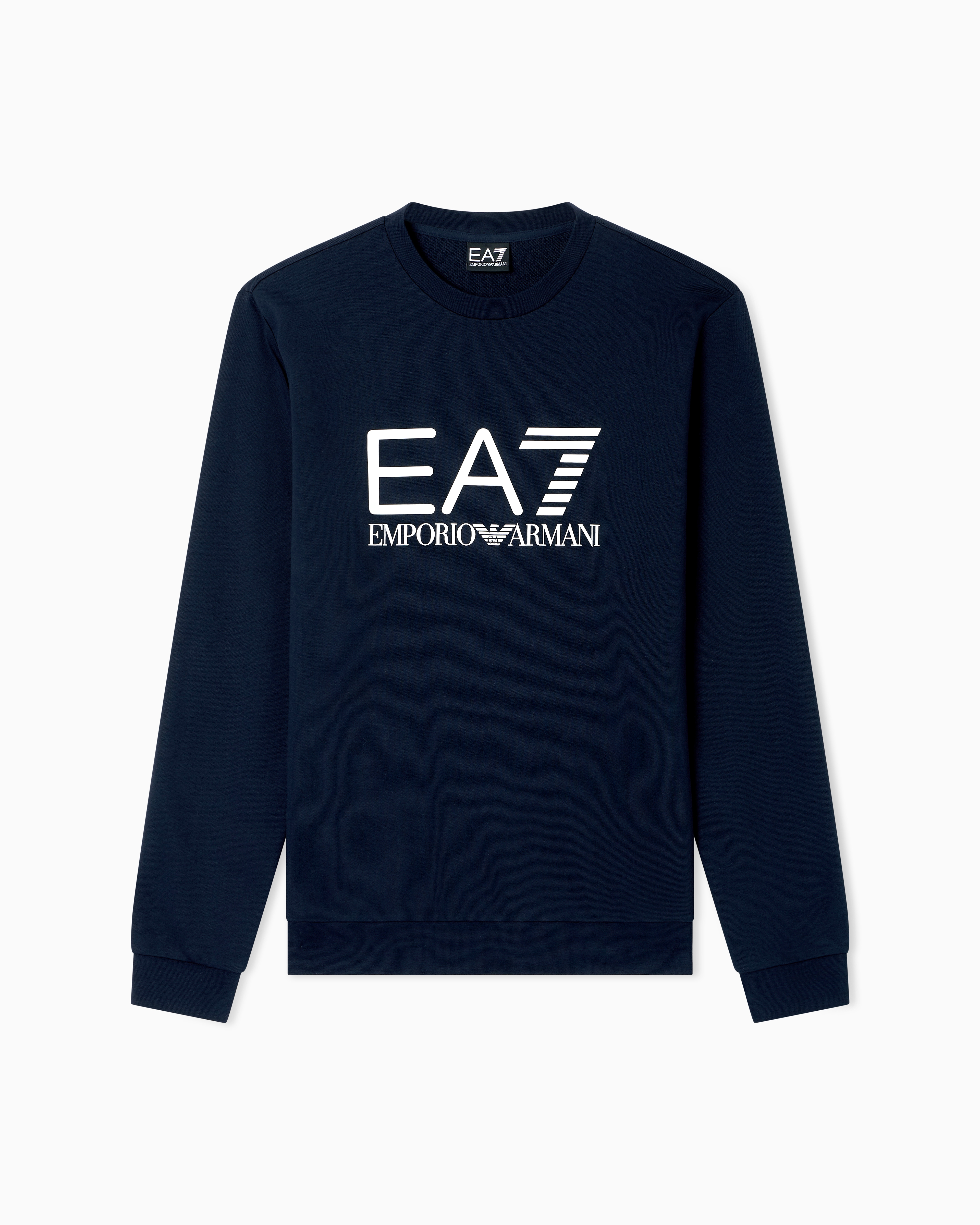 Ea7 Navy Blue Core Identity Cotton-Jersey Sweatshirt