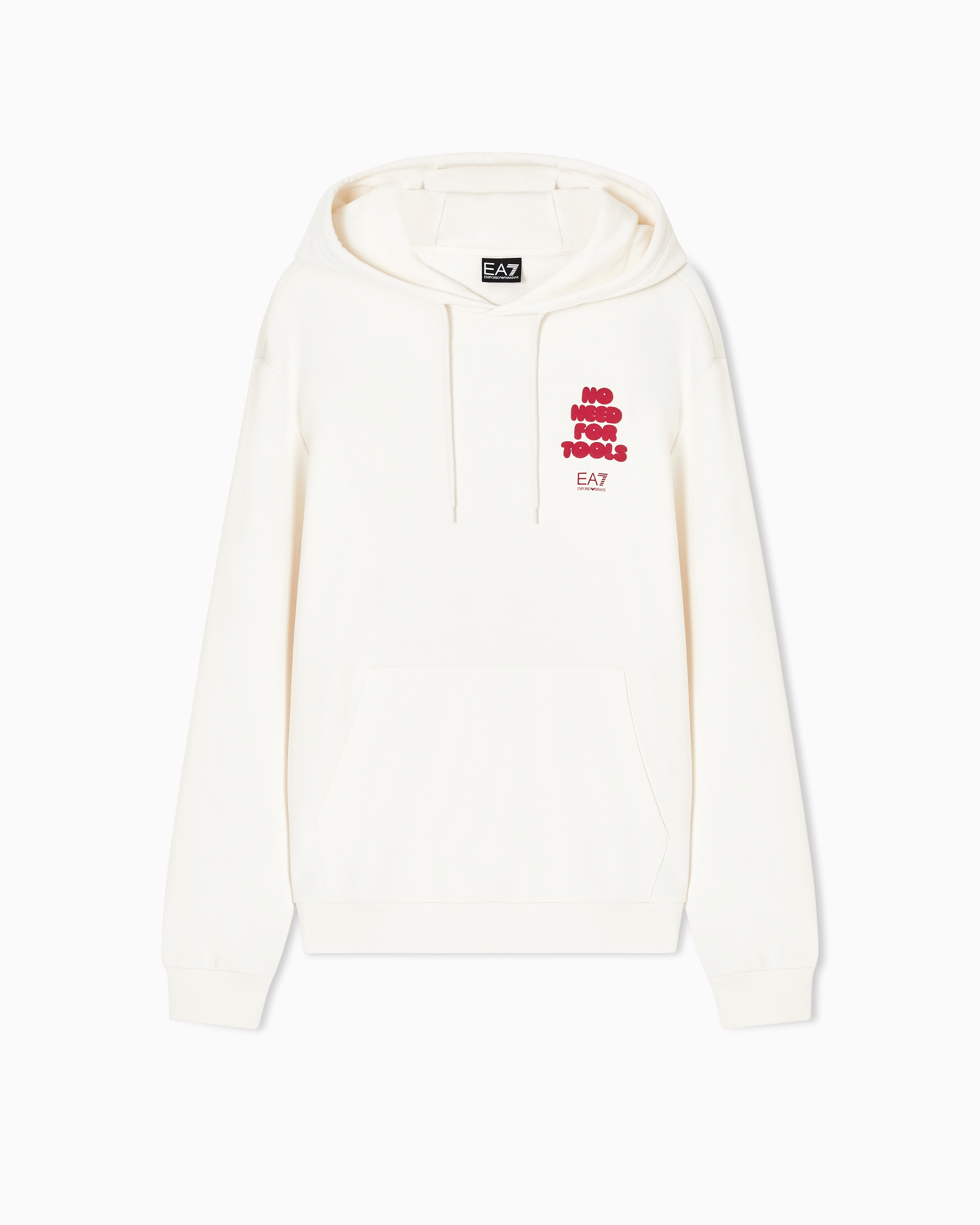 Ea7 White Graphic Series Cotton-Jersey Hooded Sweatshirt