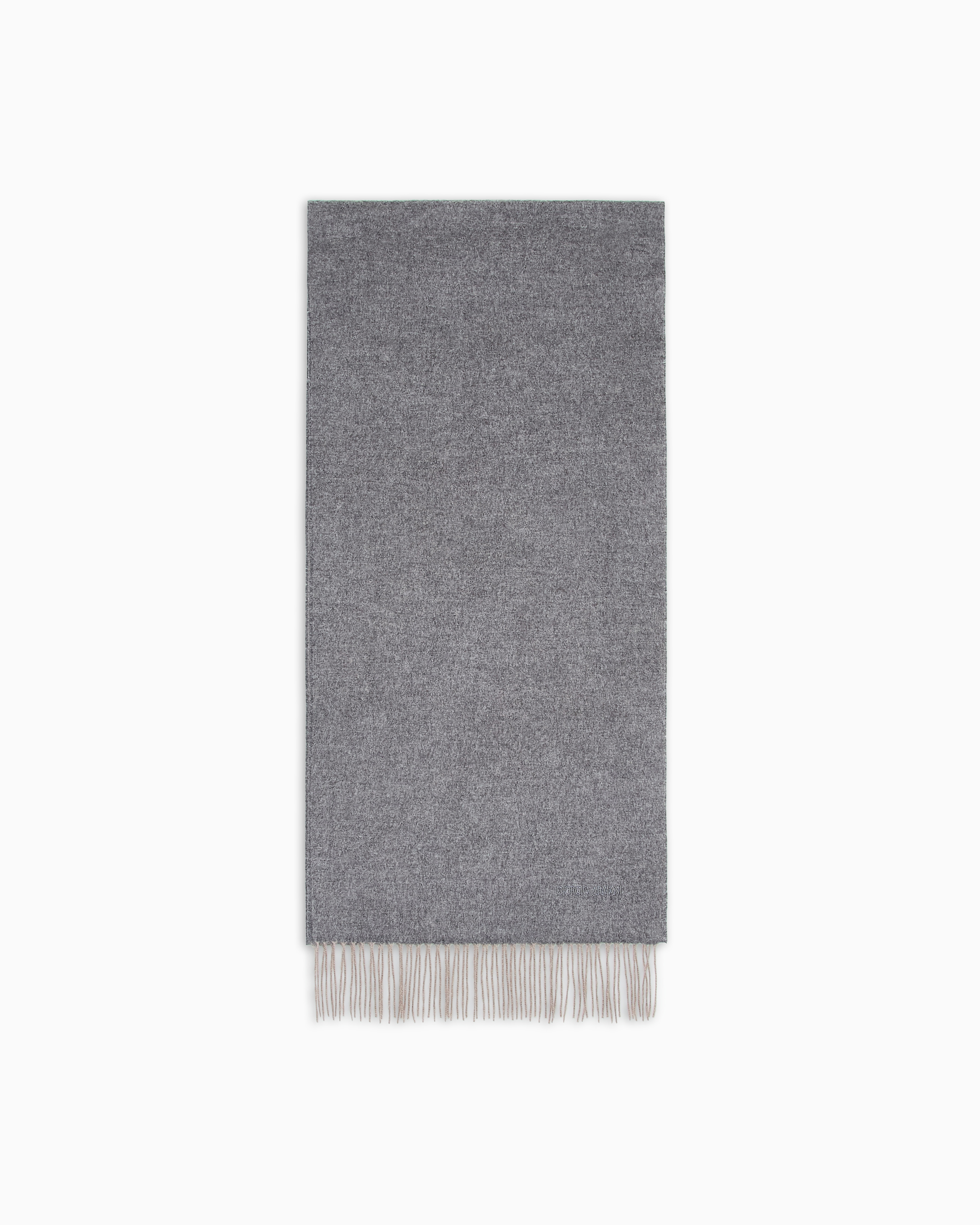 Giorgio Armani Men's Grey Cashmere Scarf With Embroidered Logo