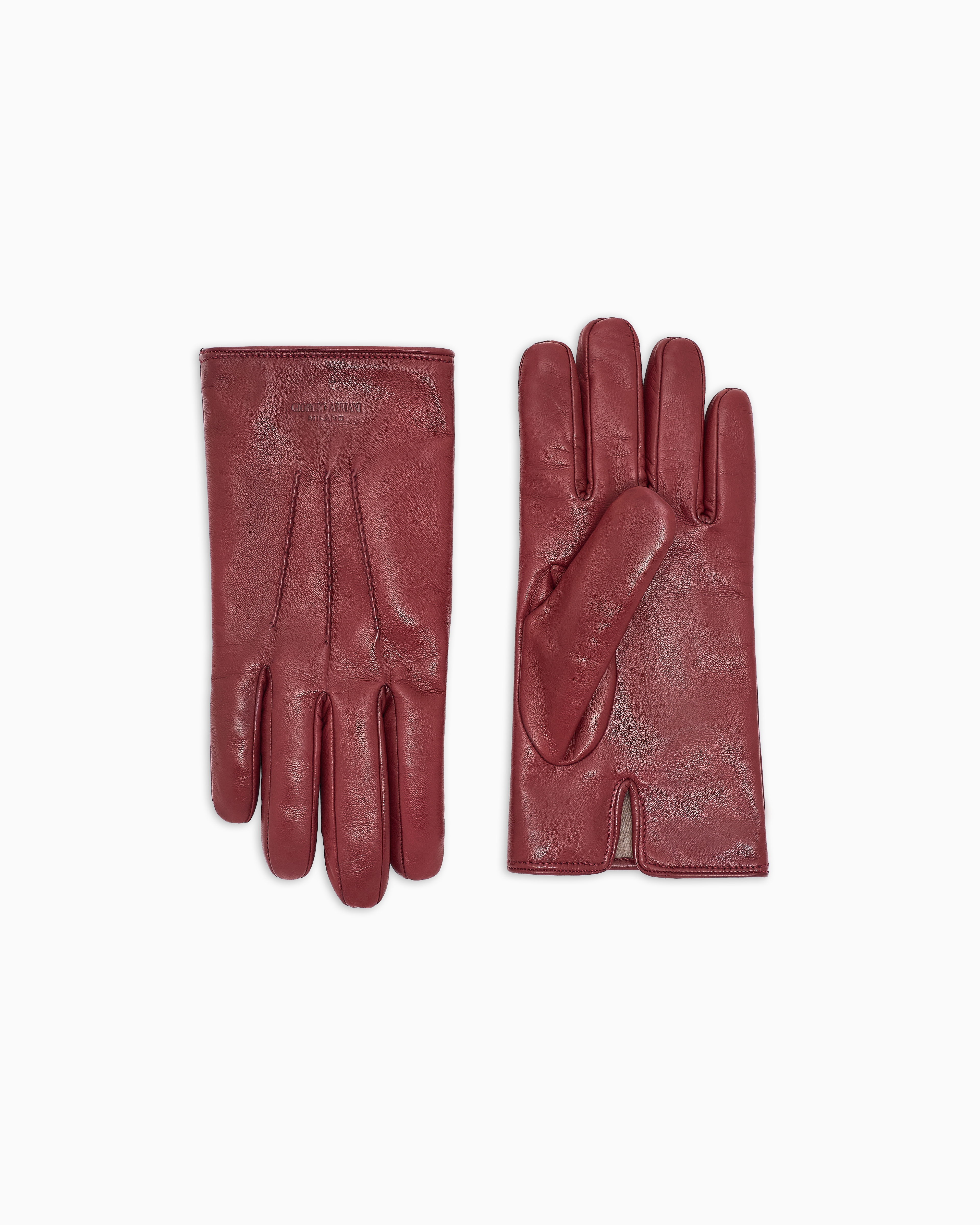 Giorgio Armani Red Nappa-Leather Gloves
