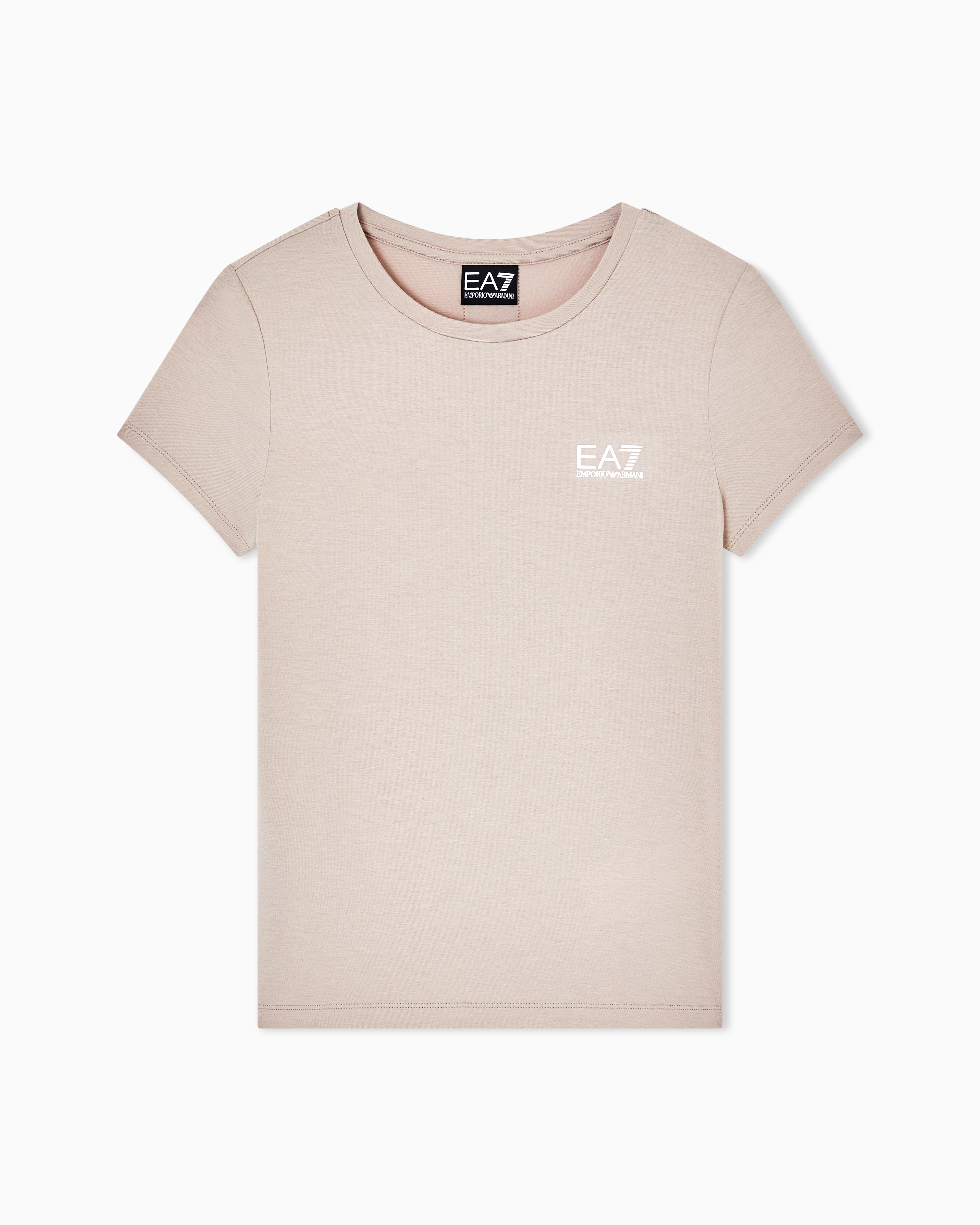Ea7 Beige Asv Natural Ventus7 Technical Fabric T-Shirt