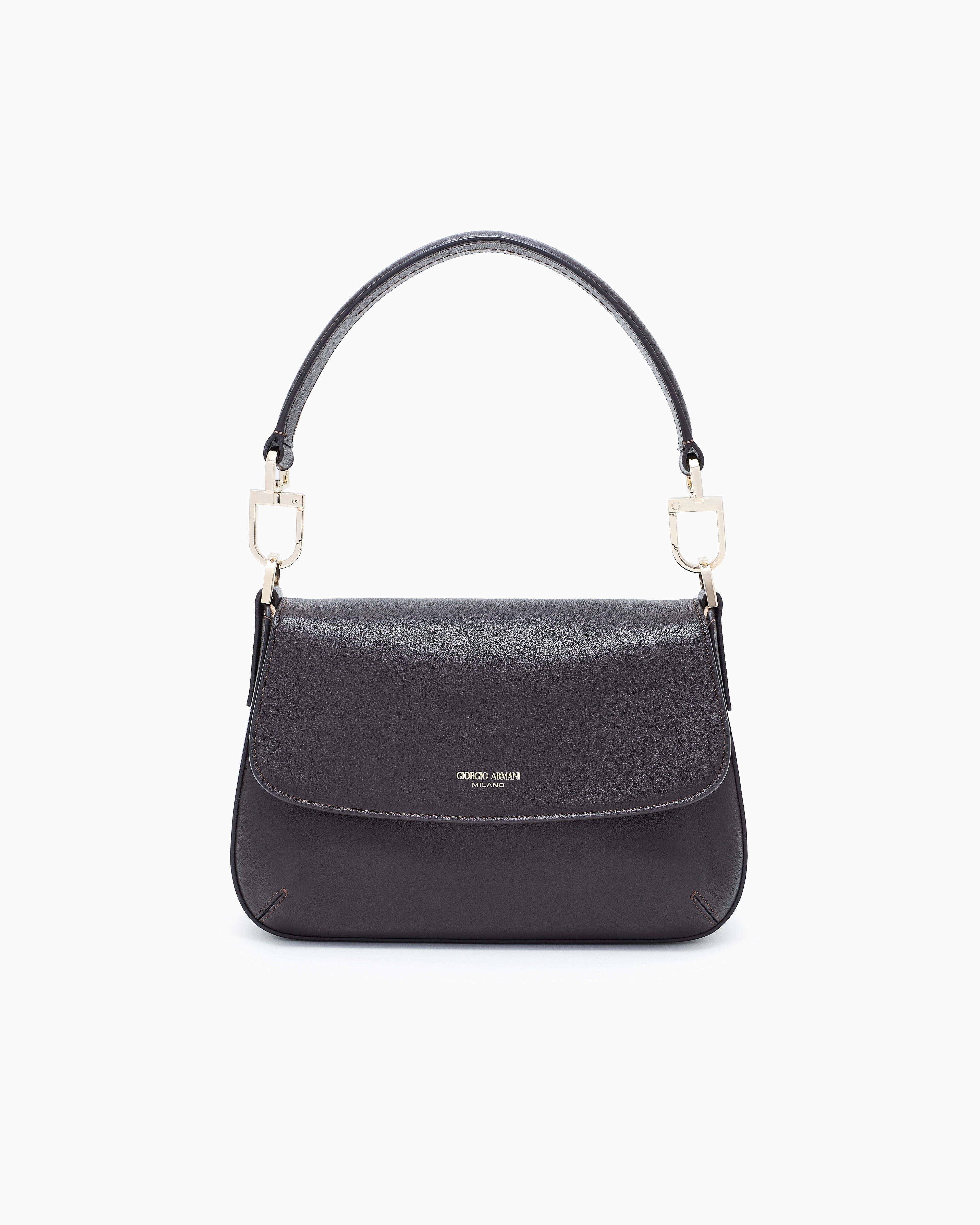 Giorgio Armani Brown Small La Prima Soft Bag In Nappa Leather