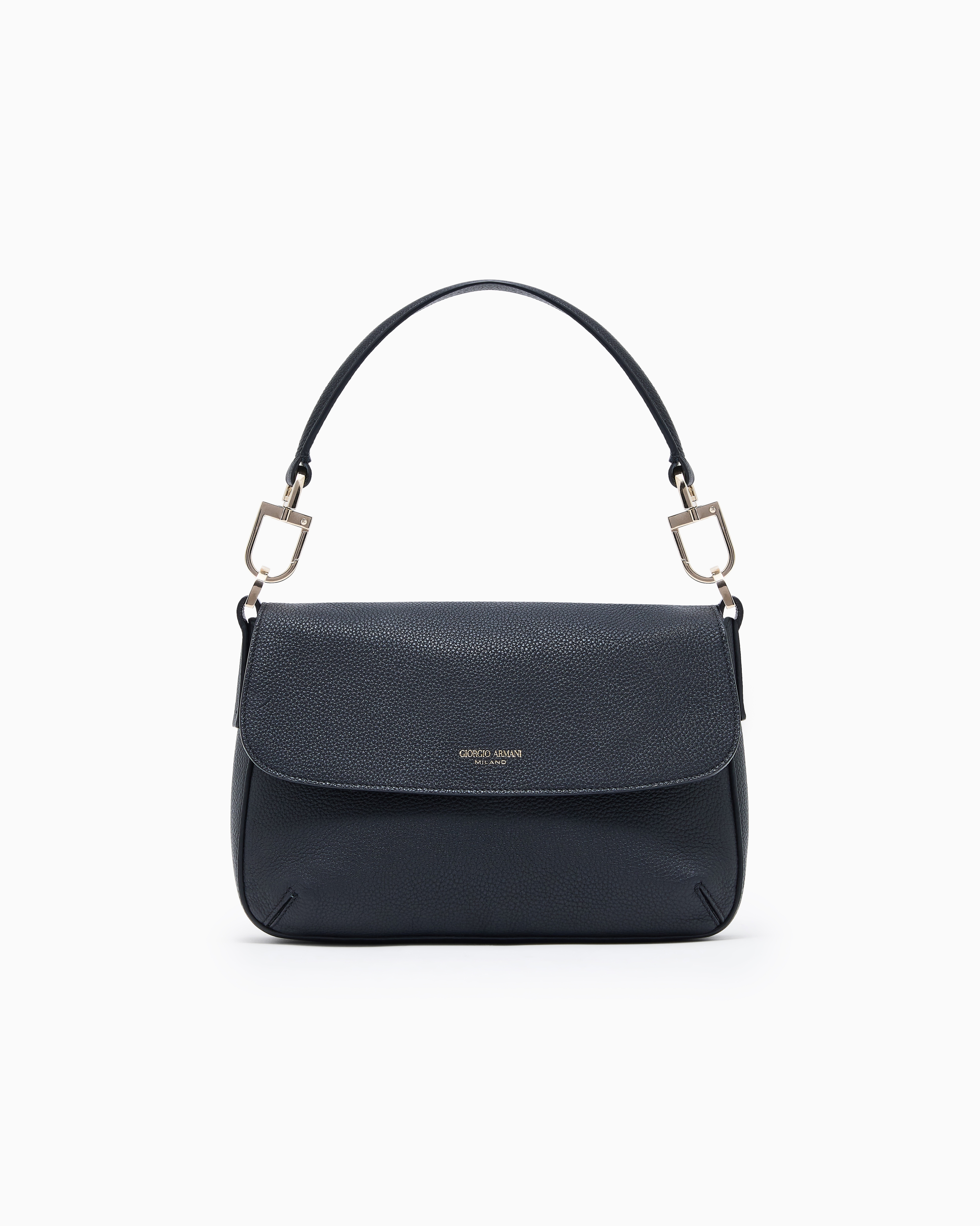 Giorgio Armani Black Small La Prima Soft Bag In Pebbled Leather