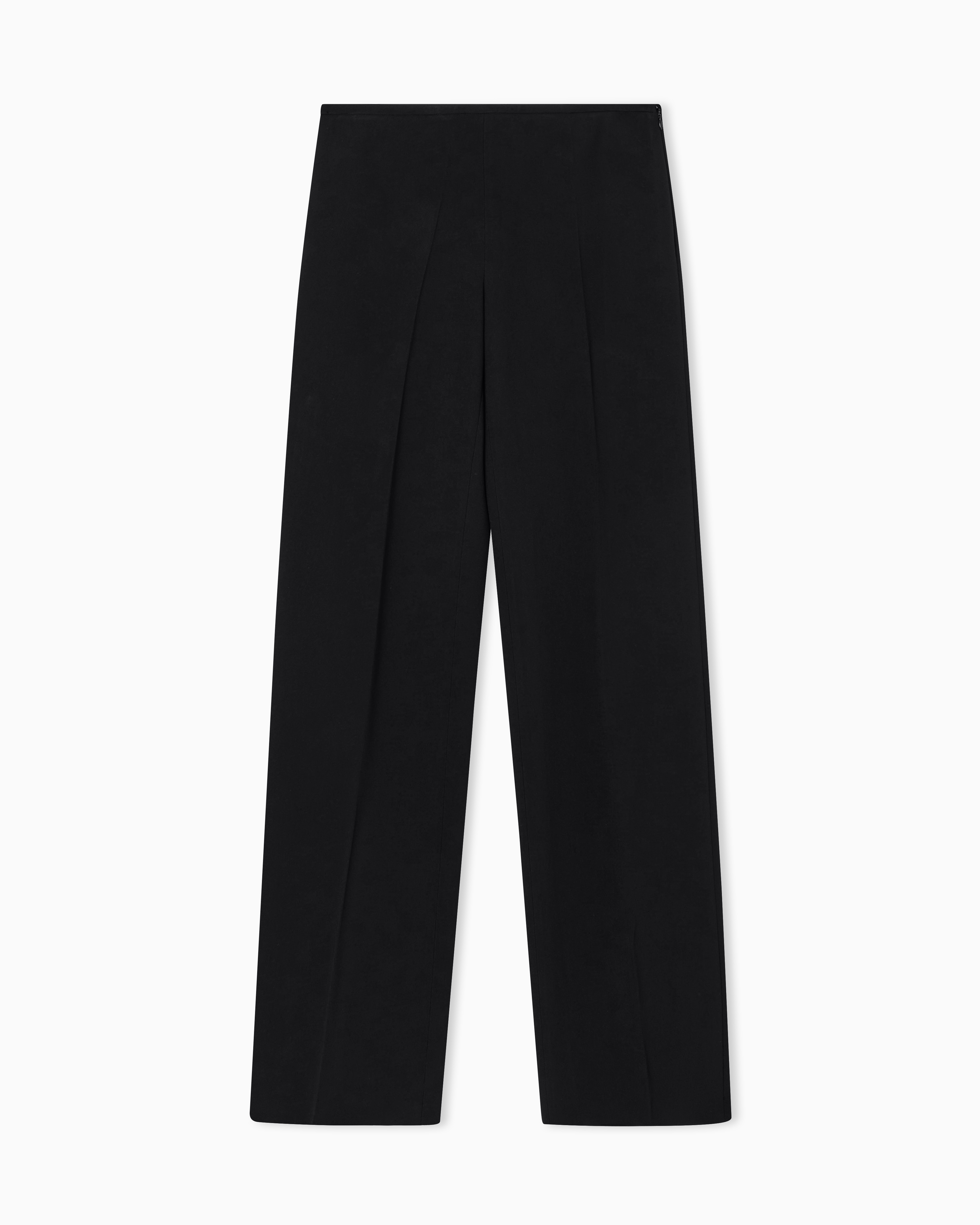Emporio Armani - Cady crêpe palazzo trousers, Woman, Black, Size: