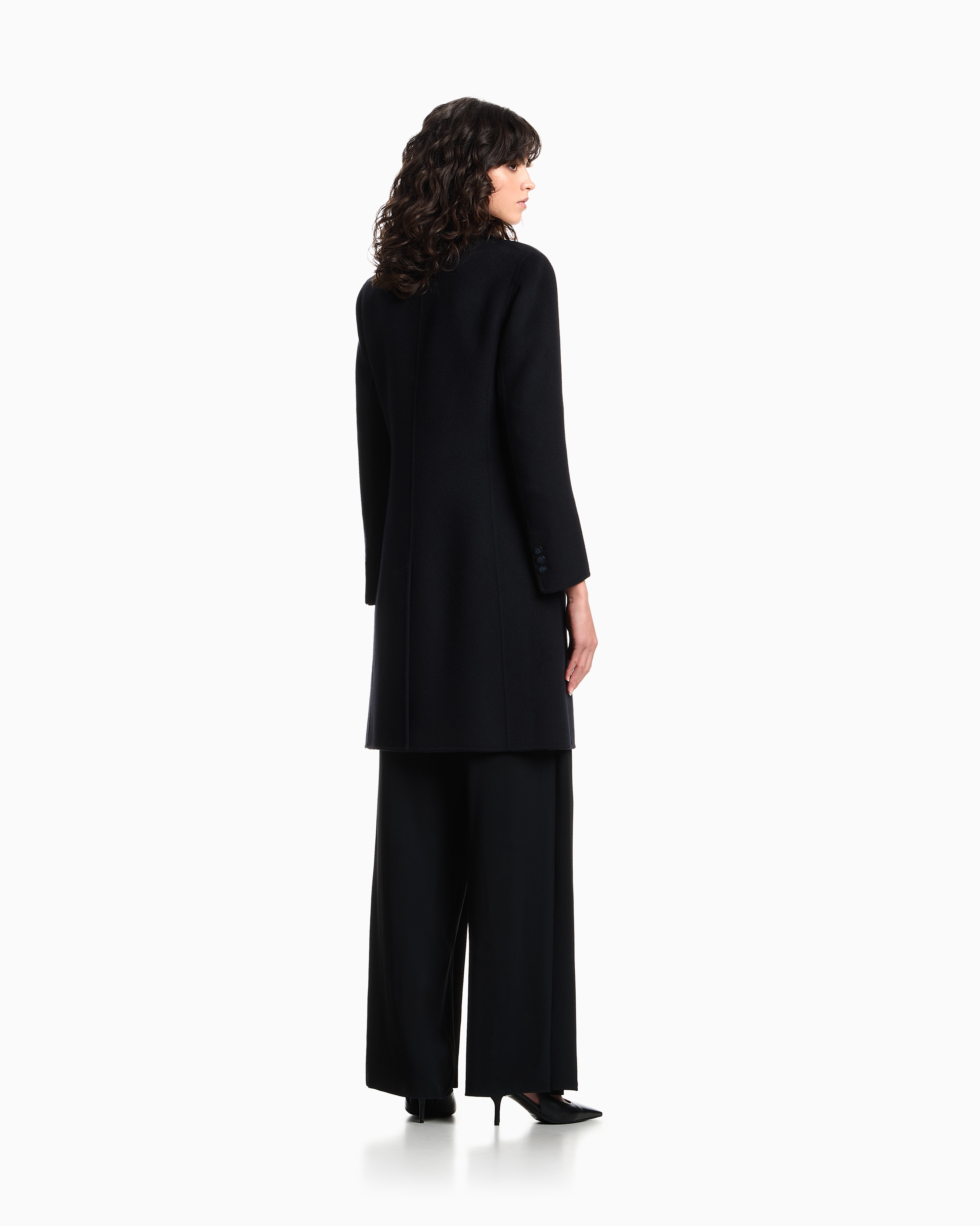 Pure cashmere, lapelled mid-length coat | Emporio Armani
