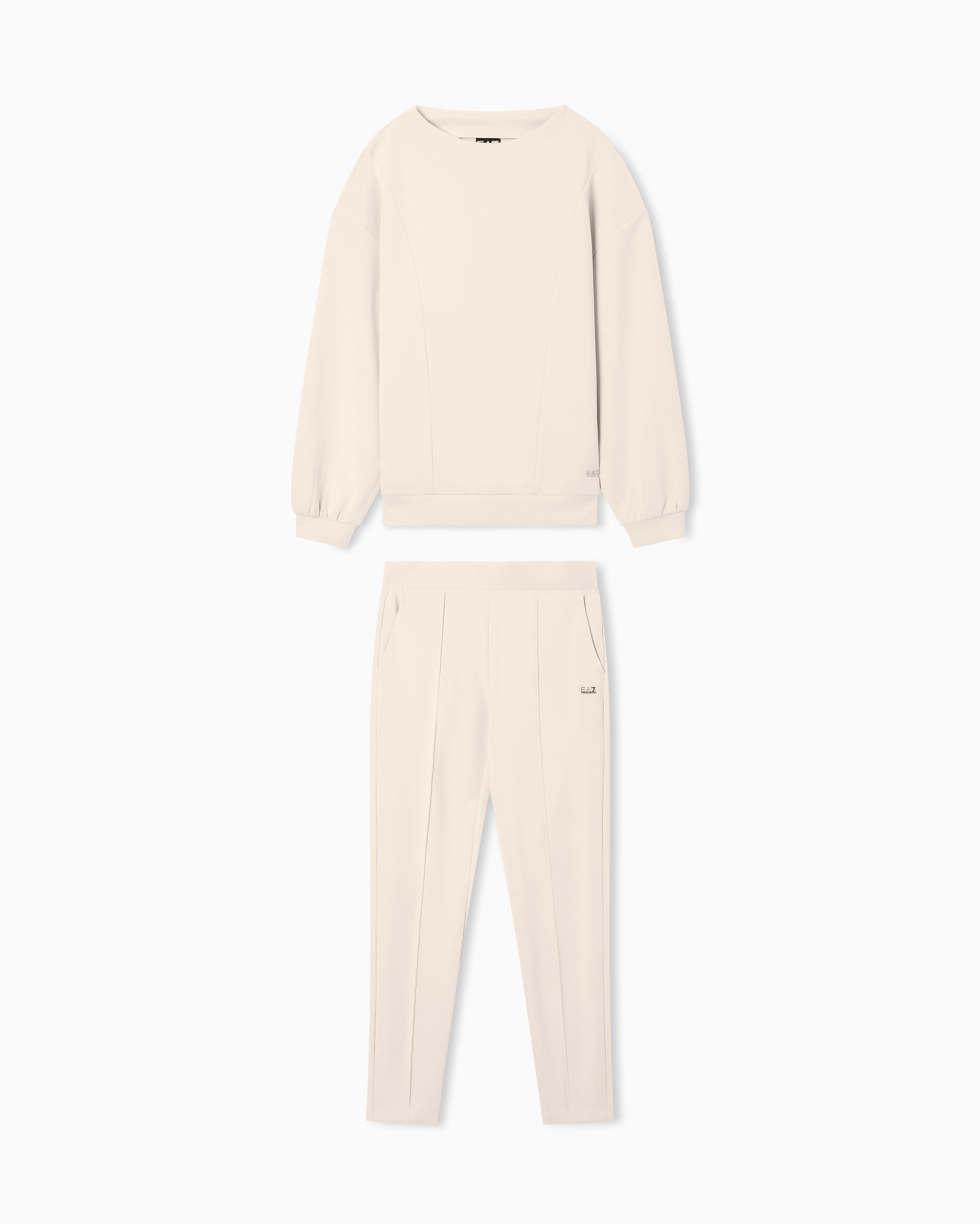 Ea7 Beige Core Lady Tracksuit In A Stretch Modal Blend