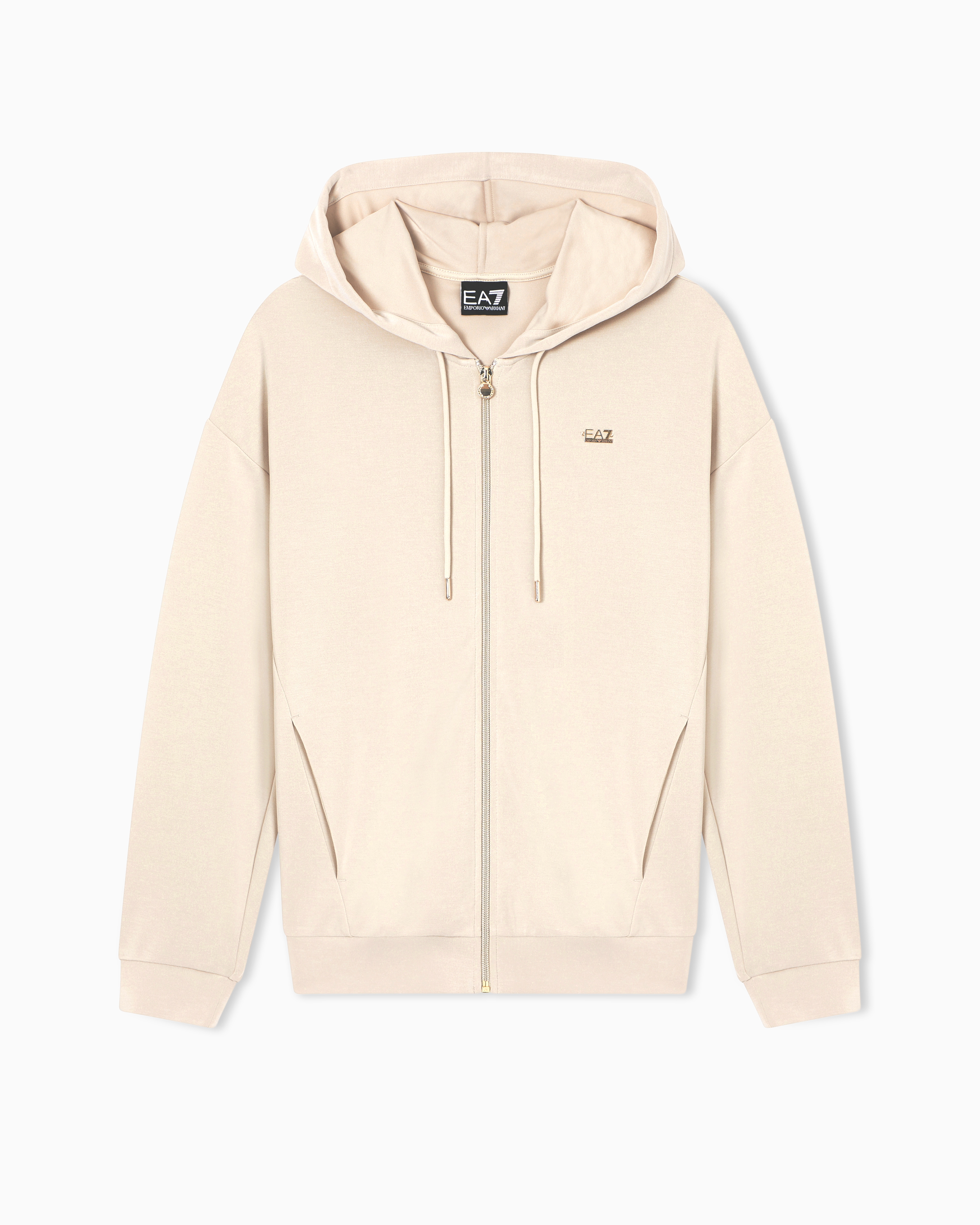 Ea7 Oro Felpa Con Cappuccio Core Lady In Interlock Di Misto Modal Stretch