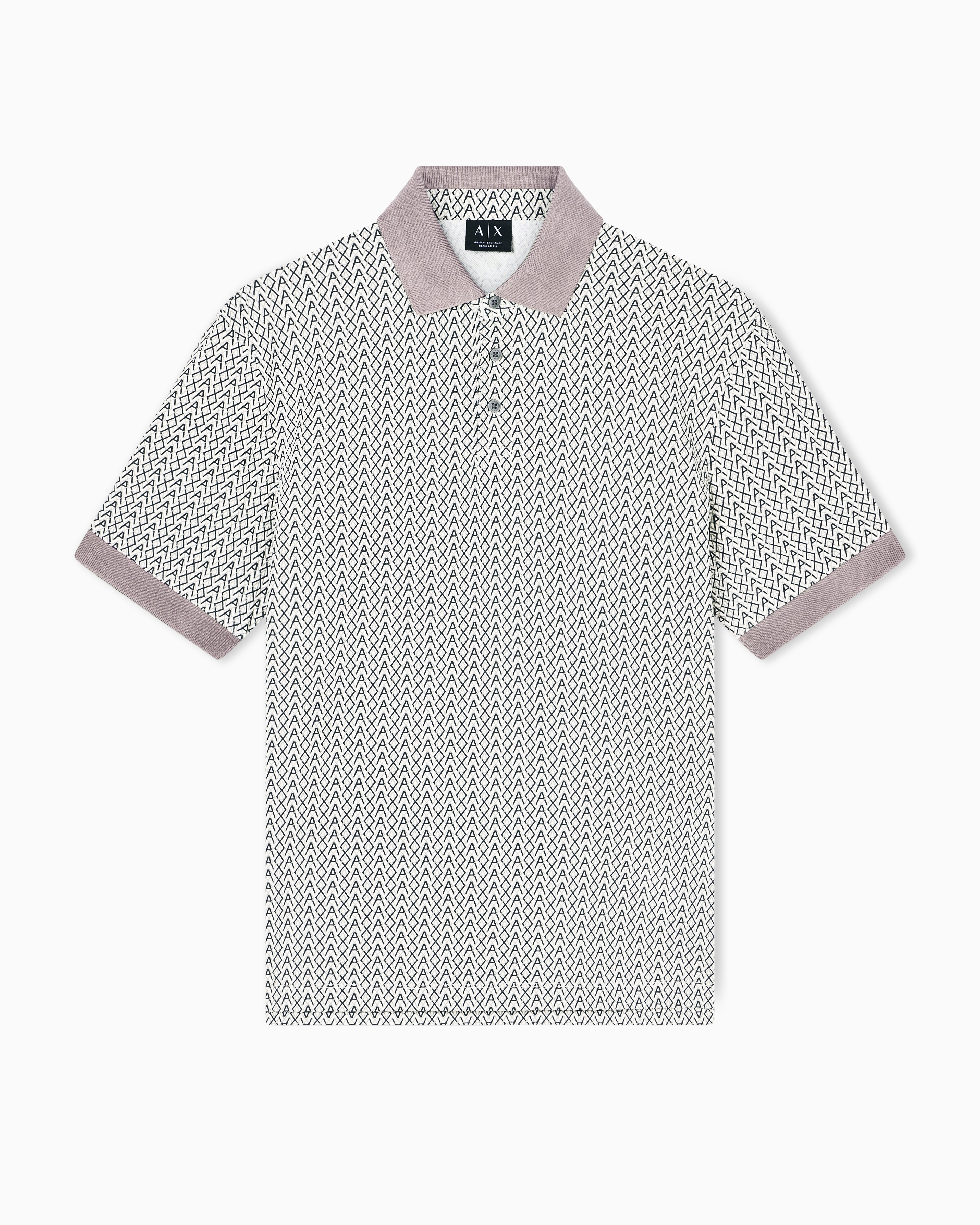 Armani Exchange Beige Piquet Polo With Allover Logo