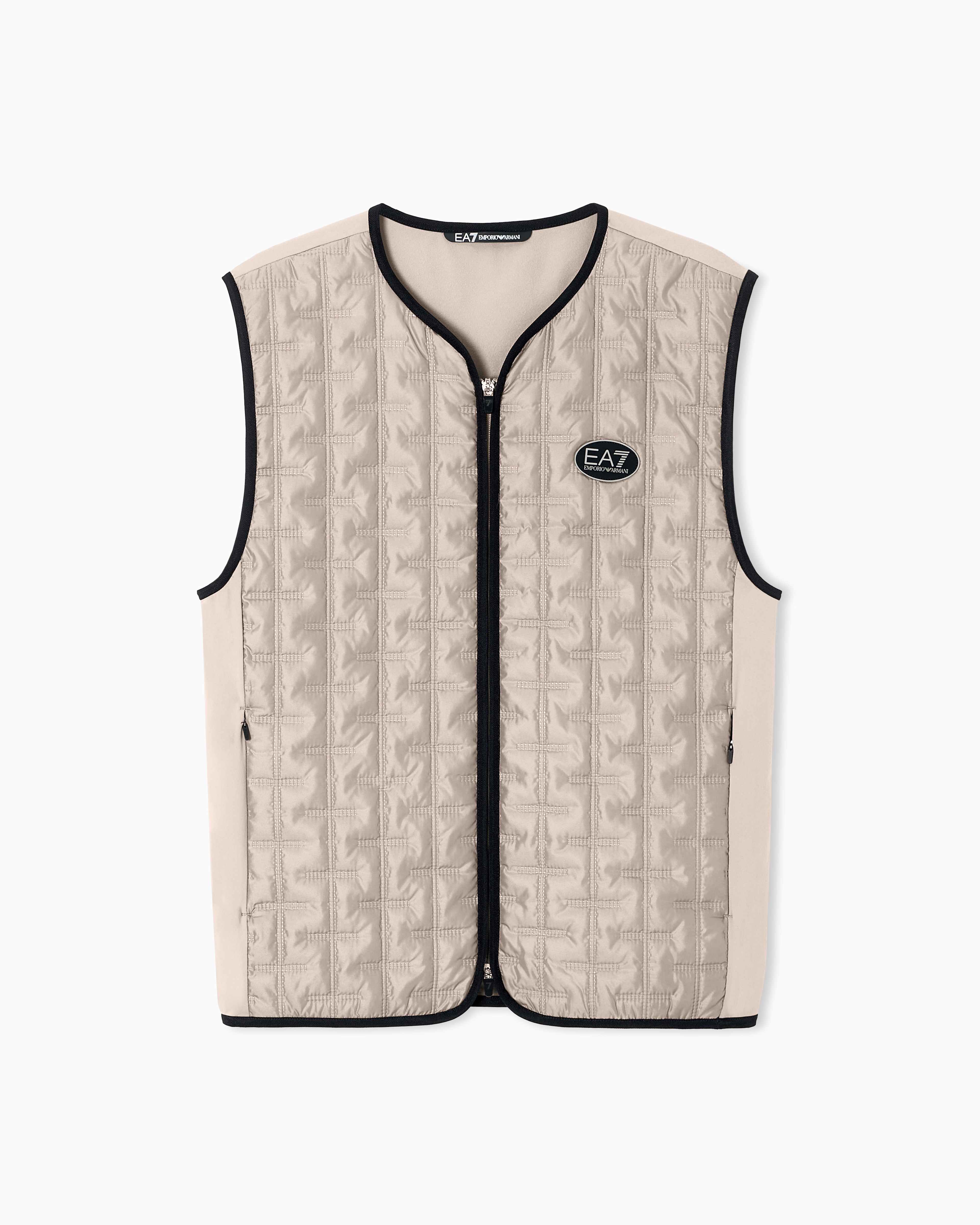 Ea7 Beige Golf Pro Gilet In Ventus7 Technical Fabric