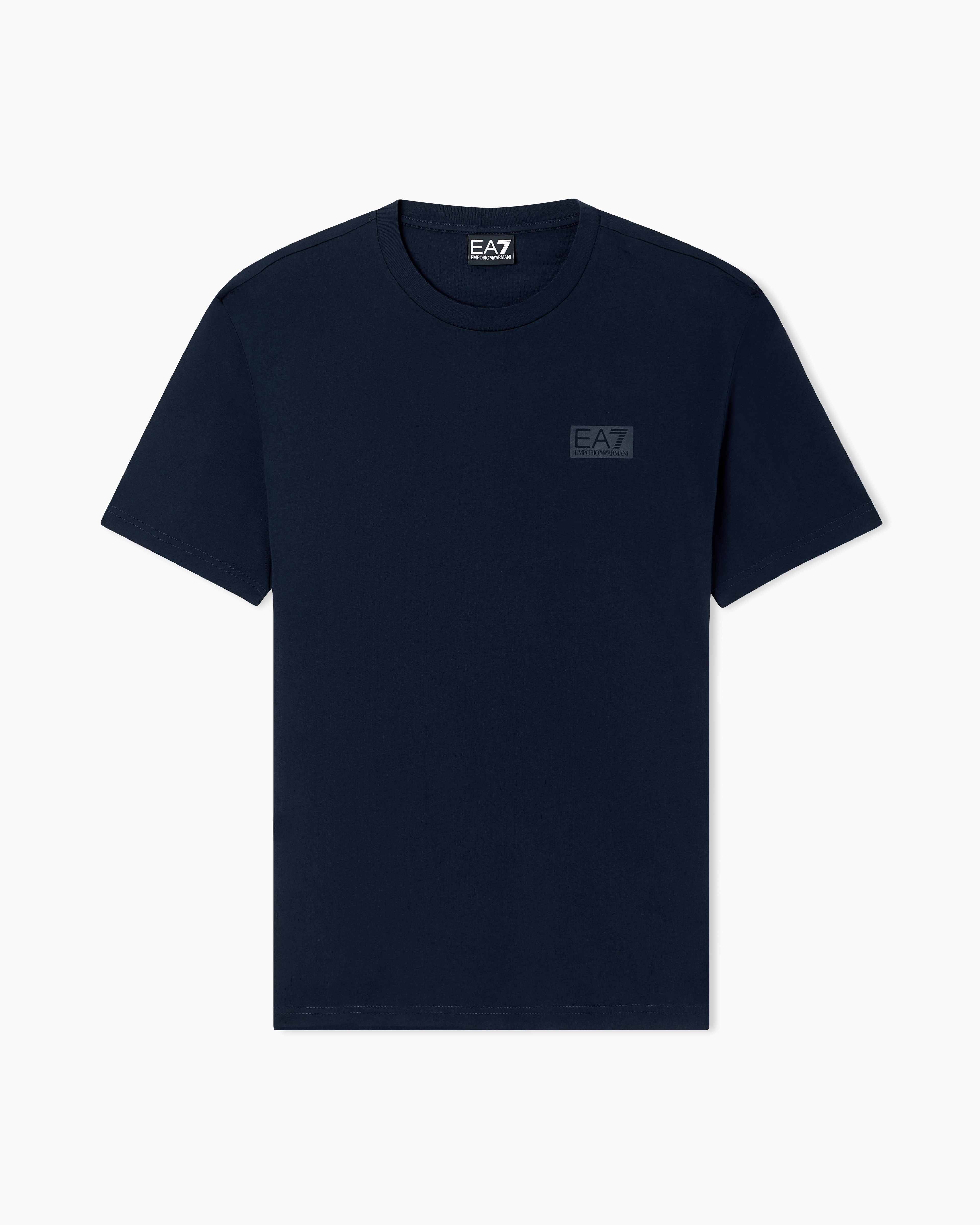Ea7 Navy Blue Logo Series Cotton-Jersey T-Shirt