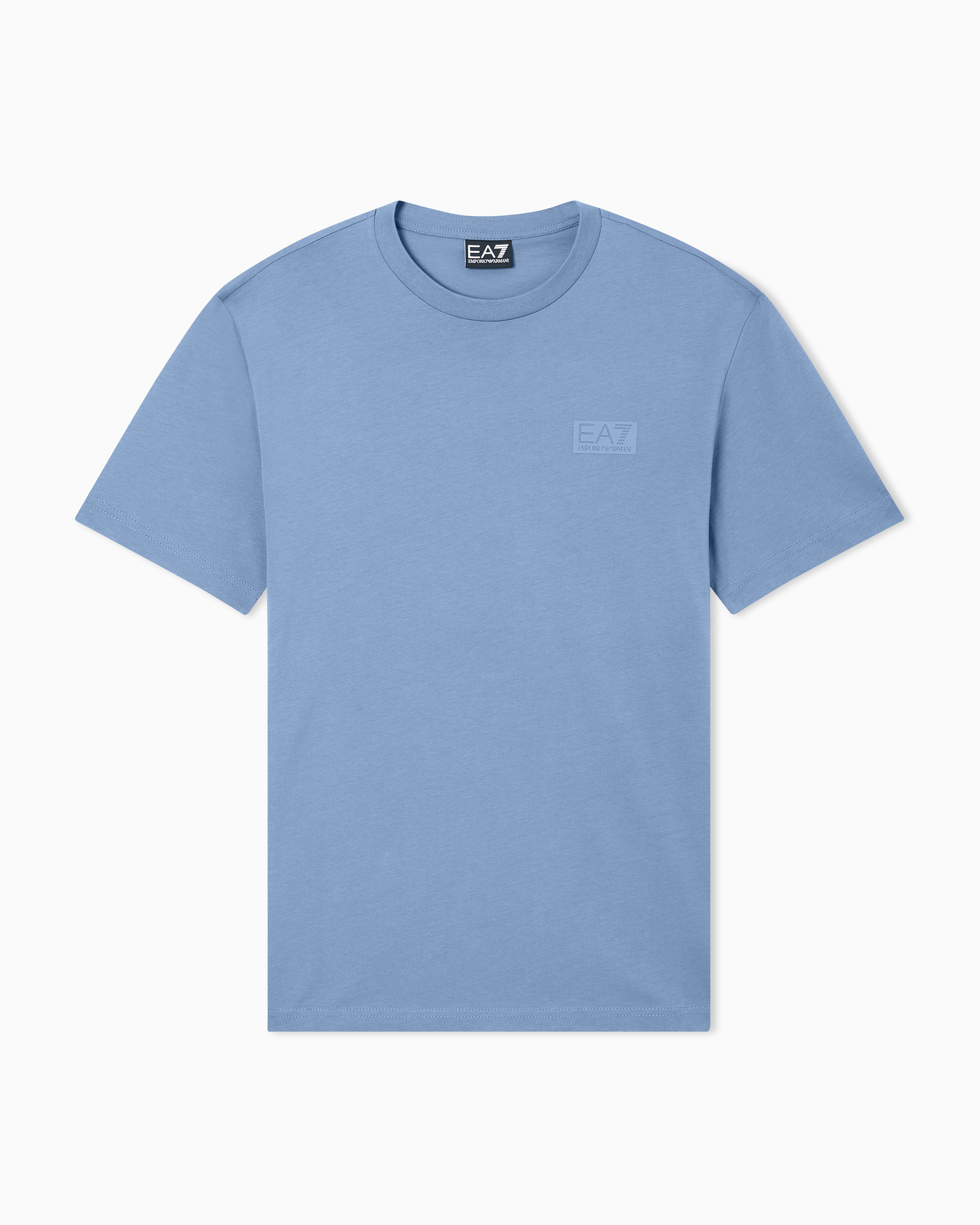 Ea7 Light Blue Logo Series Cotton-Jersey T-Shirt