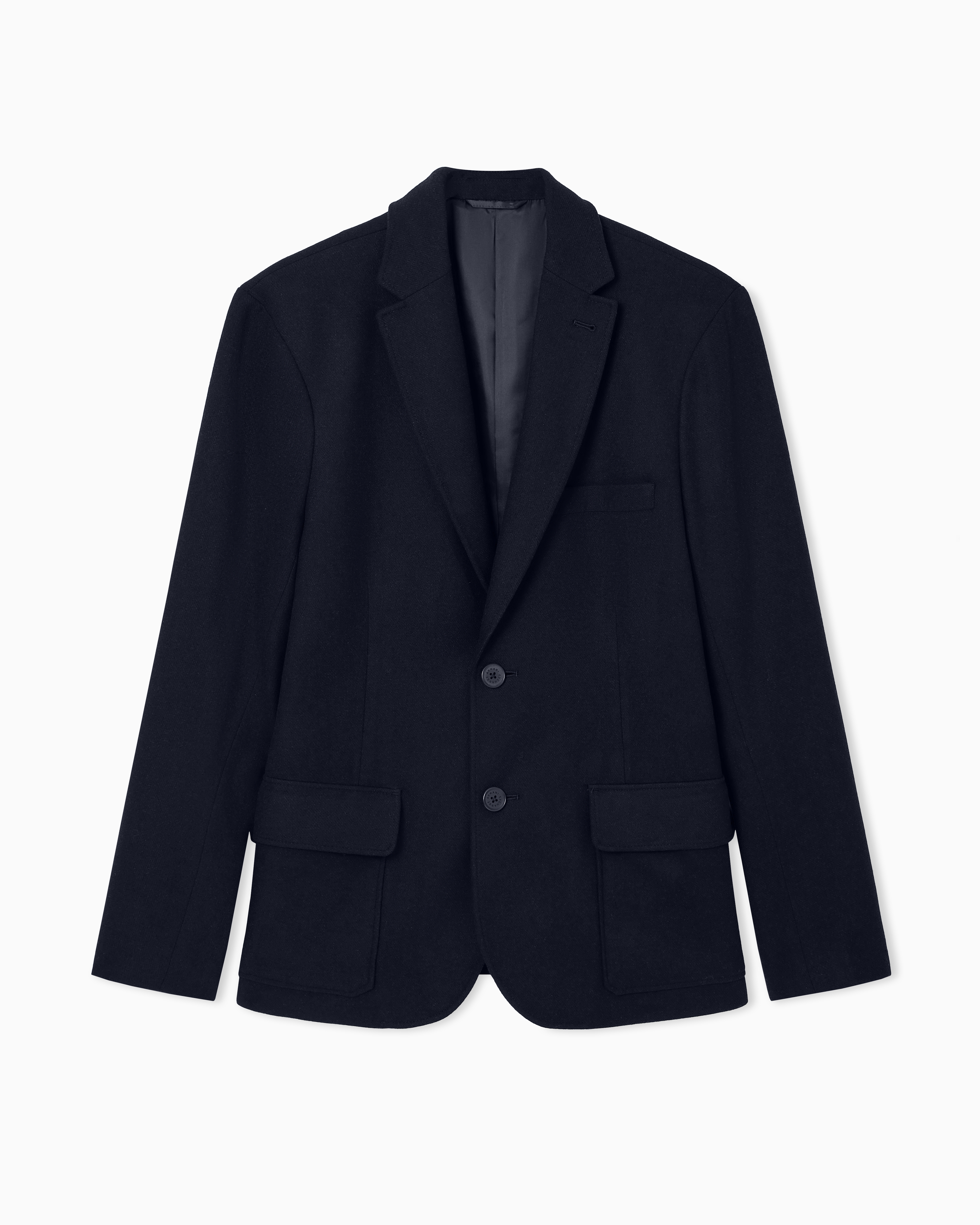 Armani Exchange - Single-breasted wool blend jacket, Man, Navy Blue, Size: