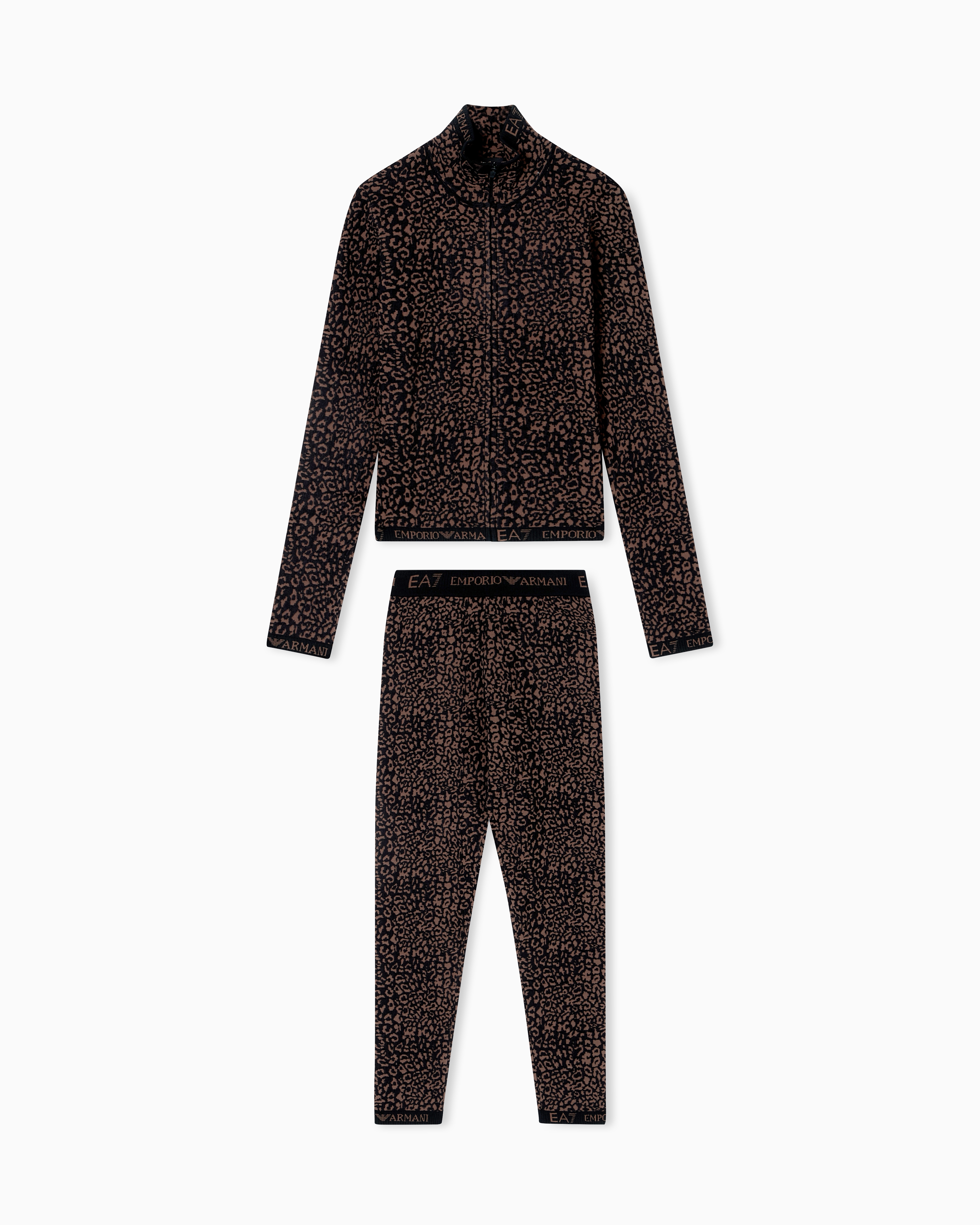 Ea7 Set With Animal-print First Technical Layer In Brown