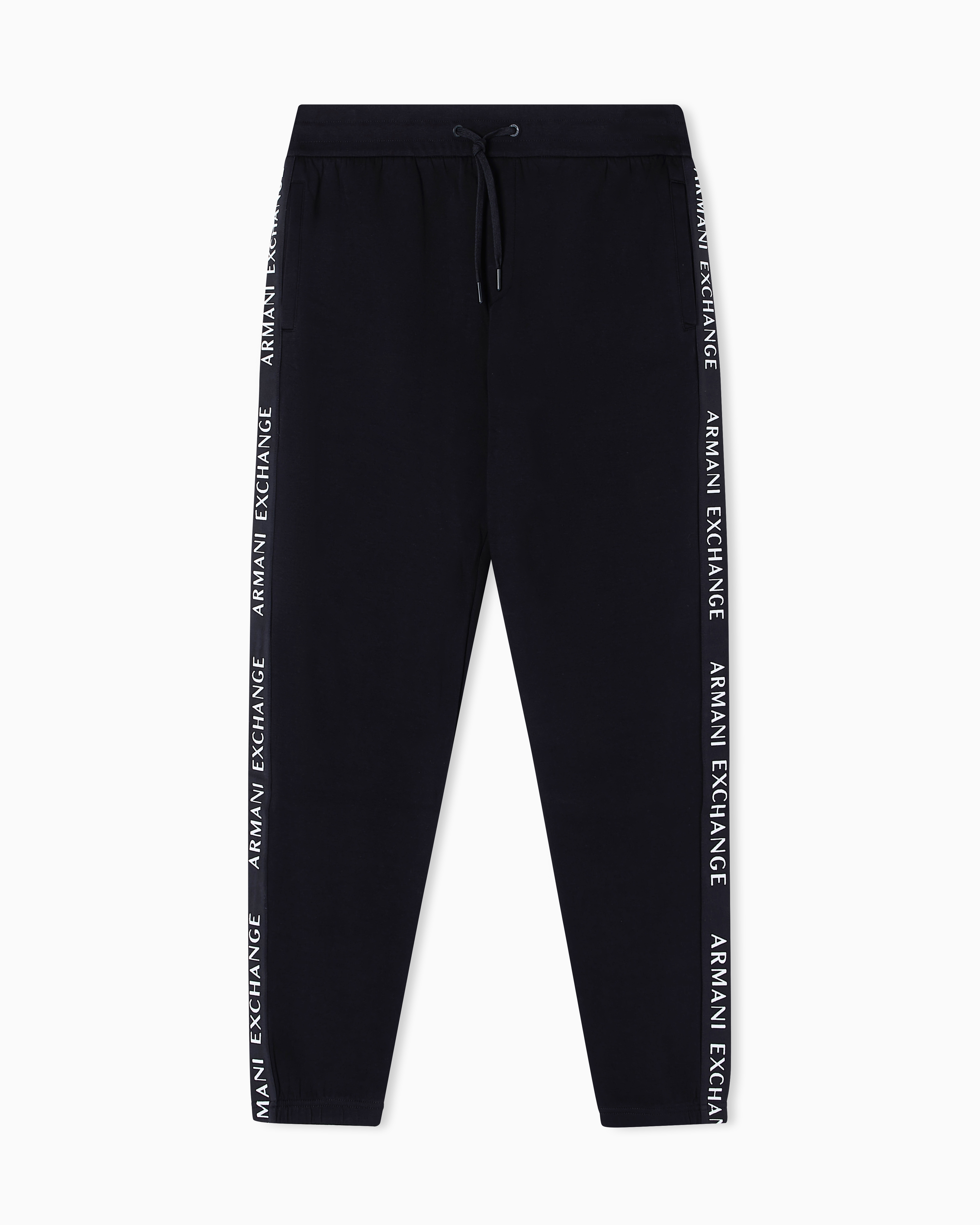 Armani Exchange Jogger Pants Logo Stripes In Black