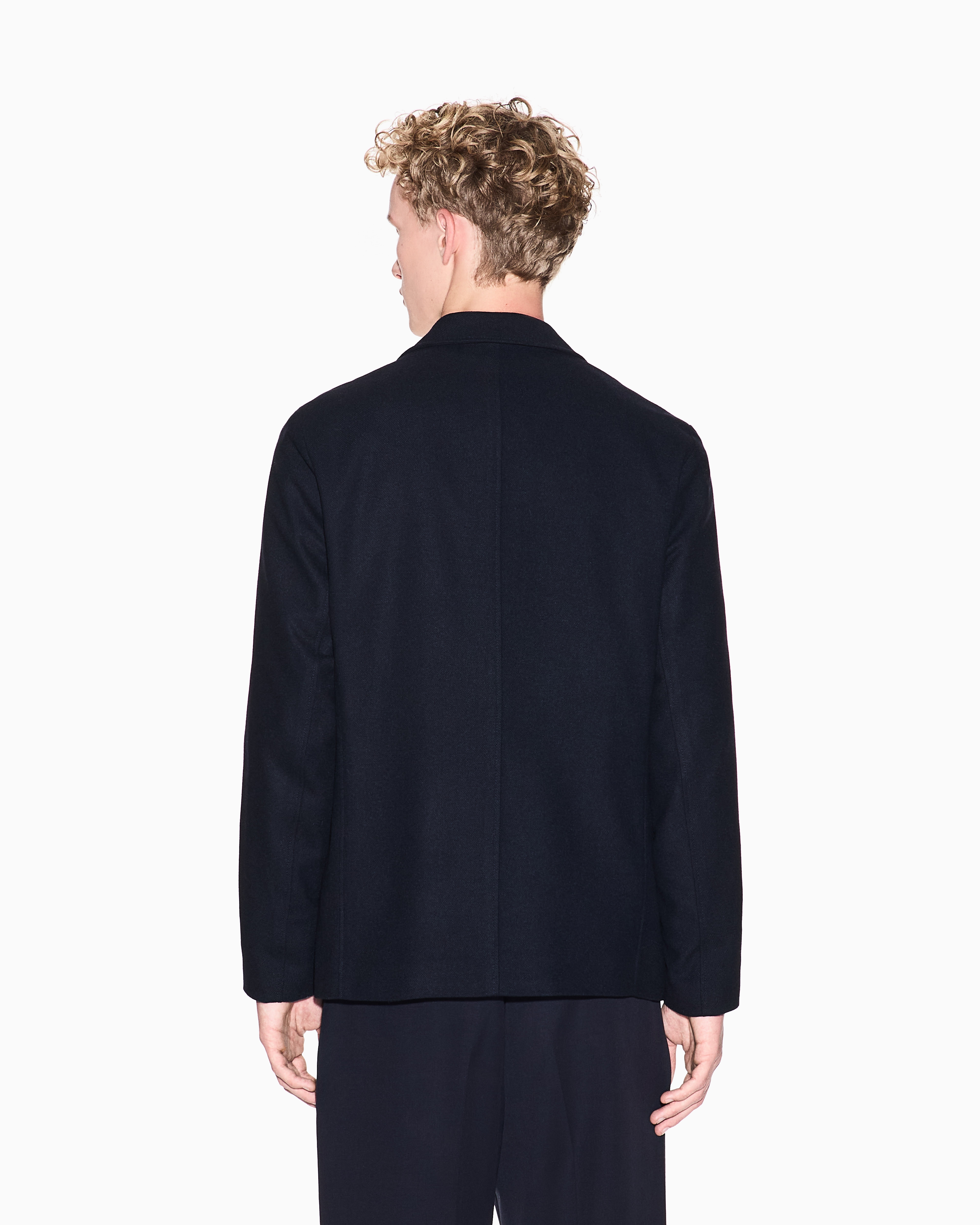 Armani Exchange - Single-breasted wool blend jacket, Man, Navy Blue, Size: