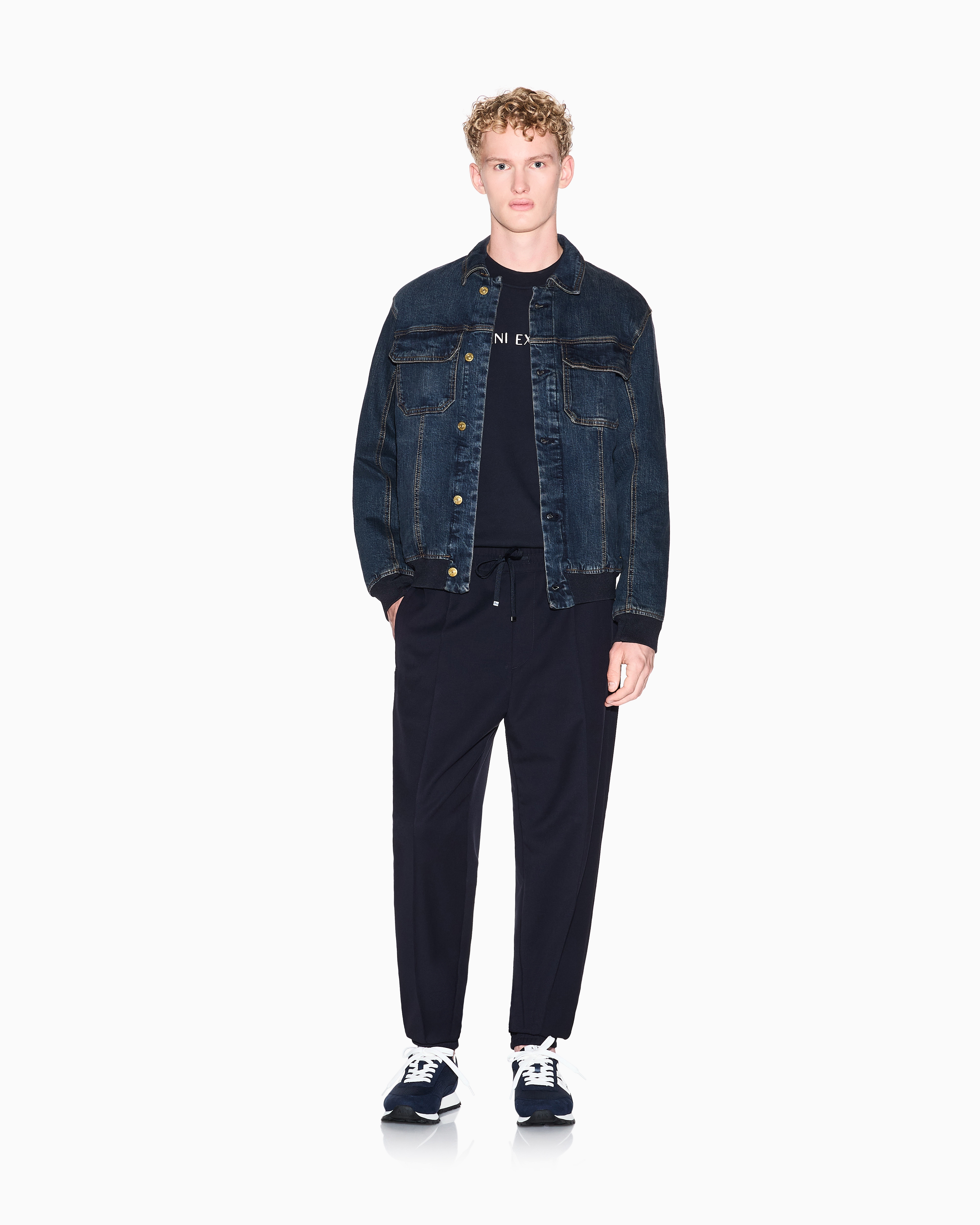 Black cropped trousers with drawstring