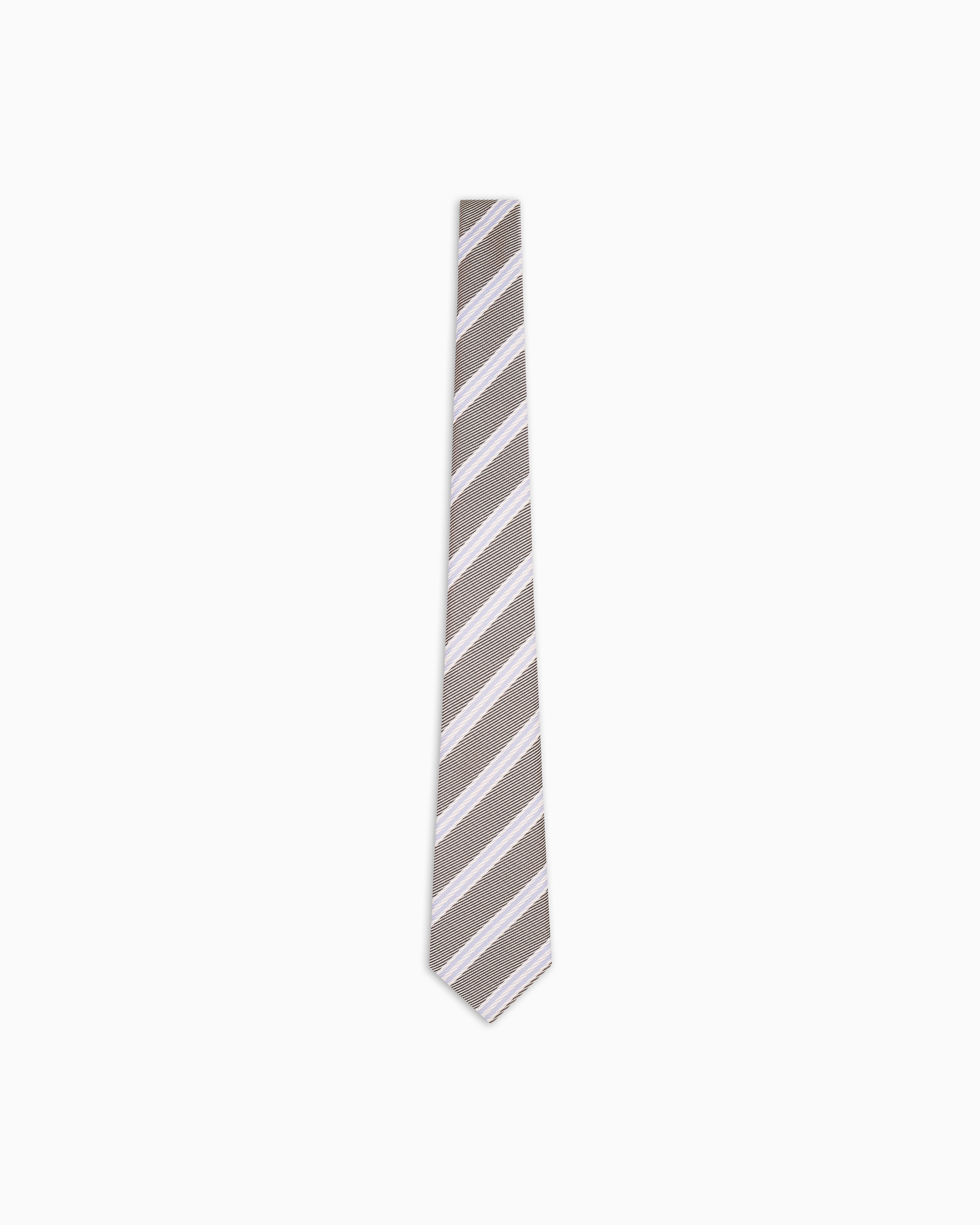 Giorgio Armani Grey Silk Tie With Jacquard Stripes