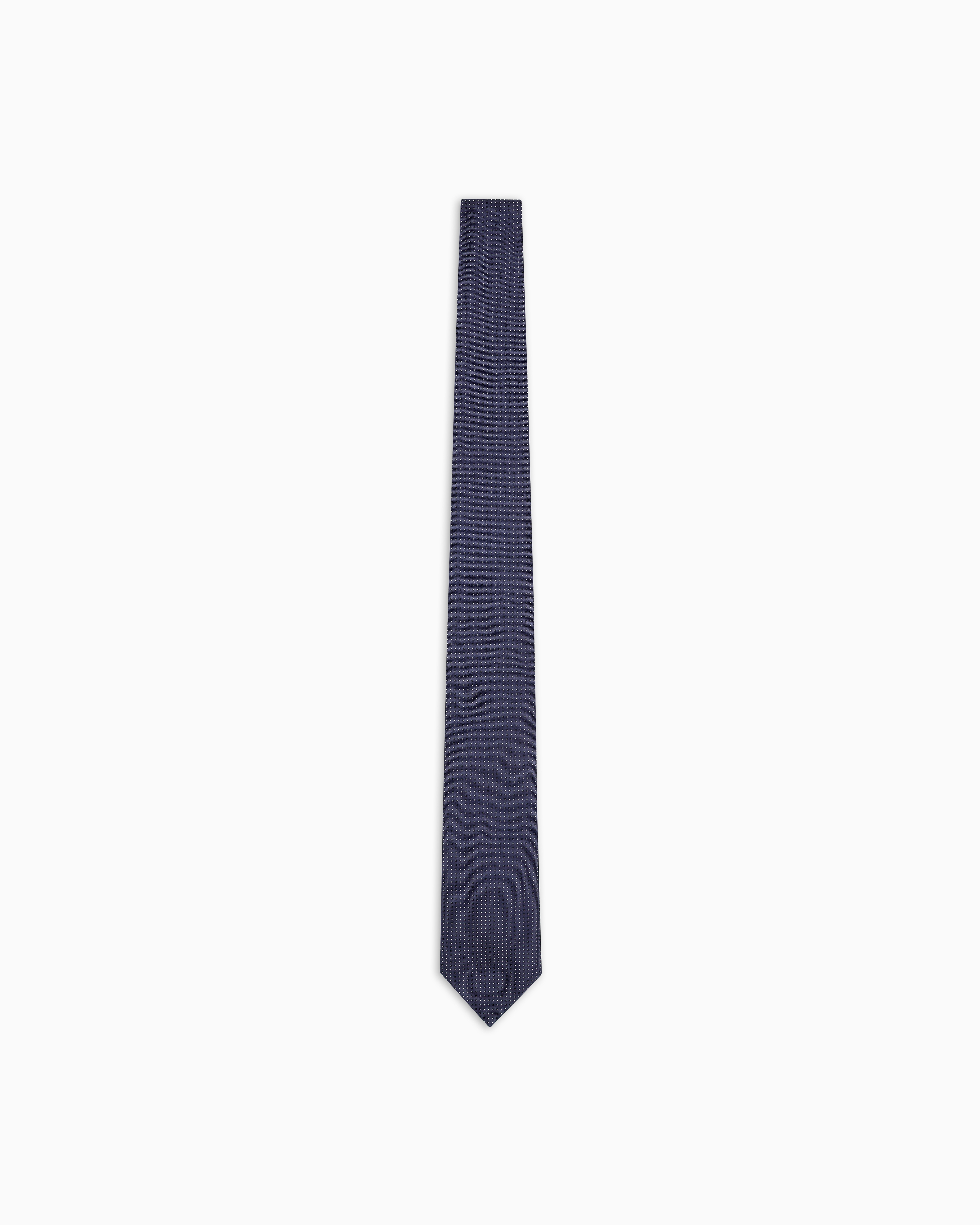 Giorgio Armani Blue Pure Silk Tie With Micro Polka-Dot Jacquard