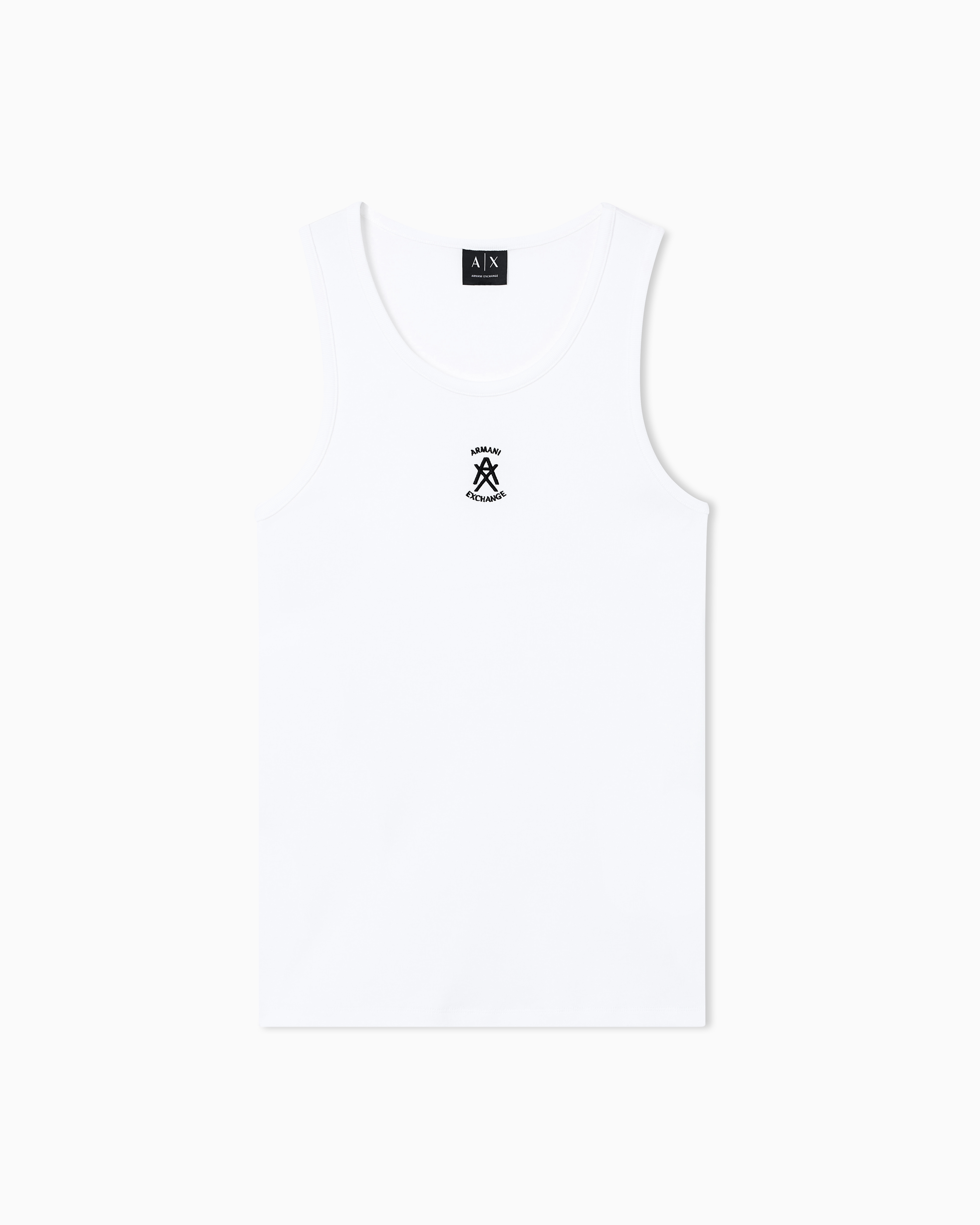 Armani Exchange White Ribbed Tank Top With Logo