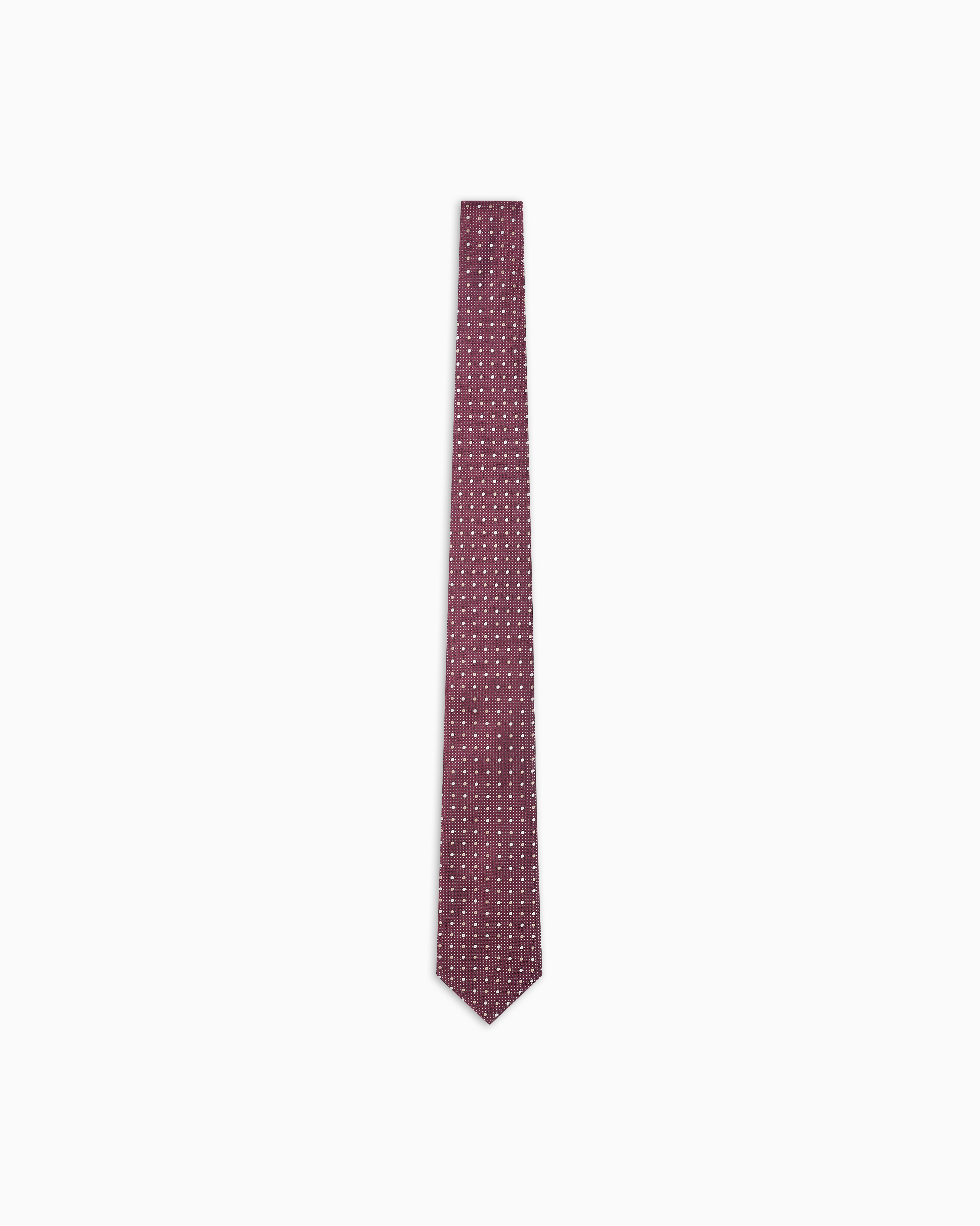 Giorgio Armani Burgundy Pure Silk Polka-Dot Jacquard Tie
