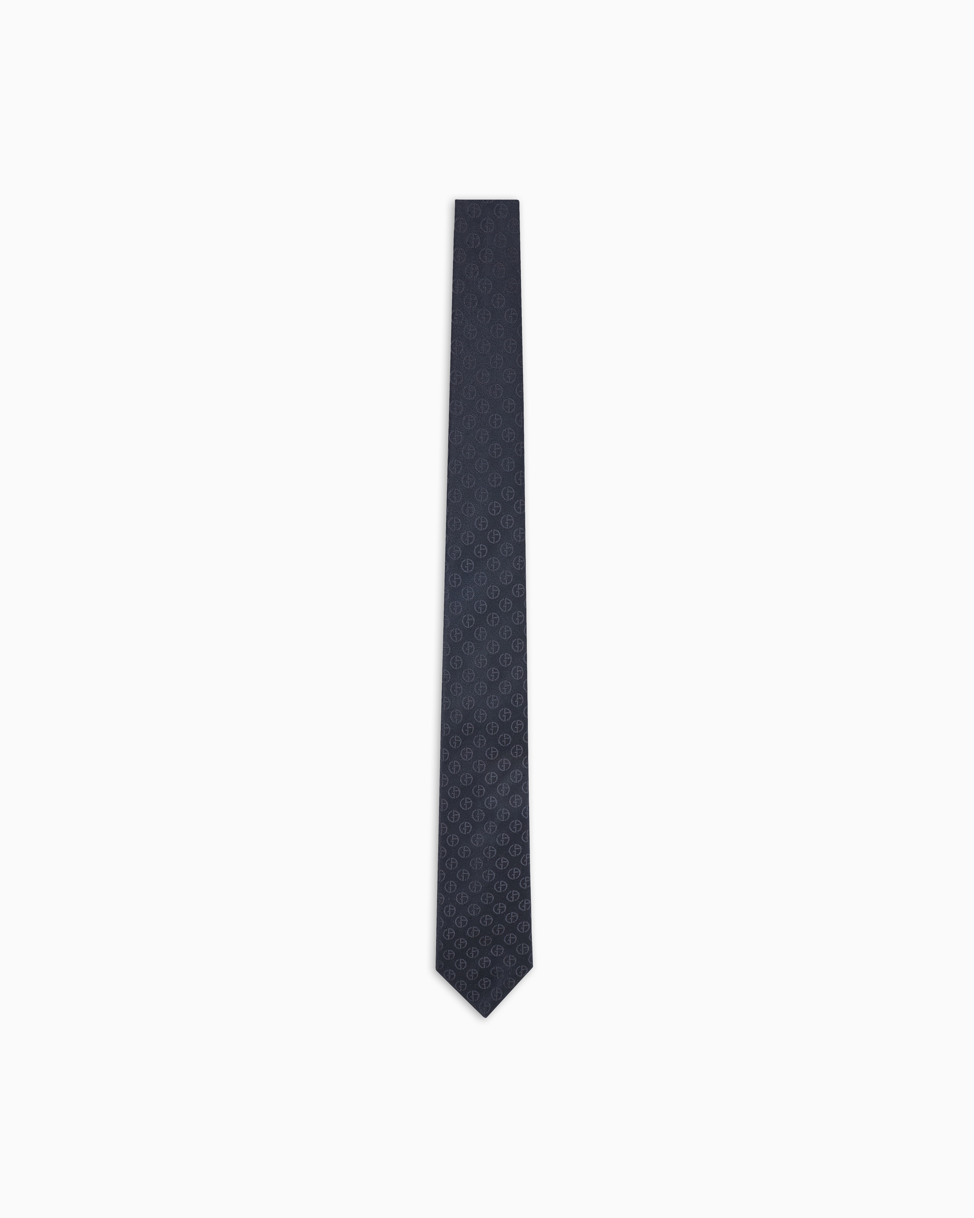 Giorgio Armani Black Pure Silk Tie With Jacquard Monogram