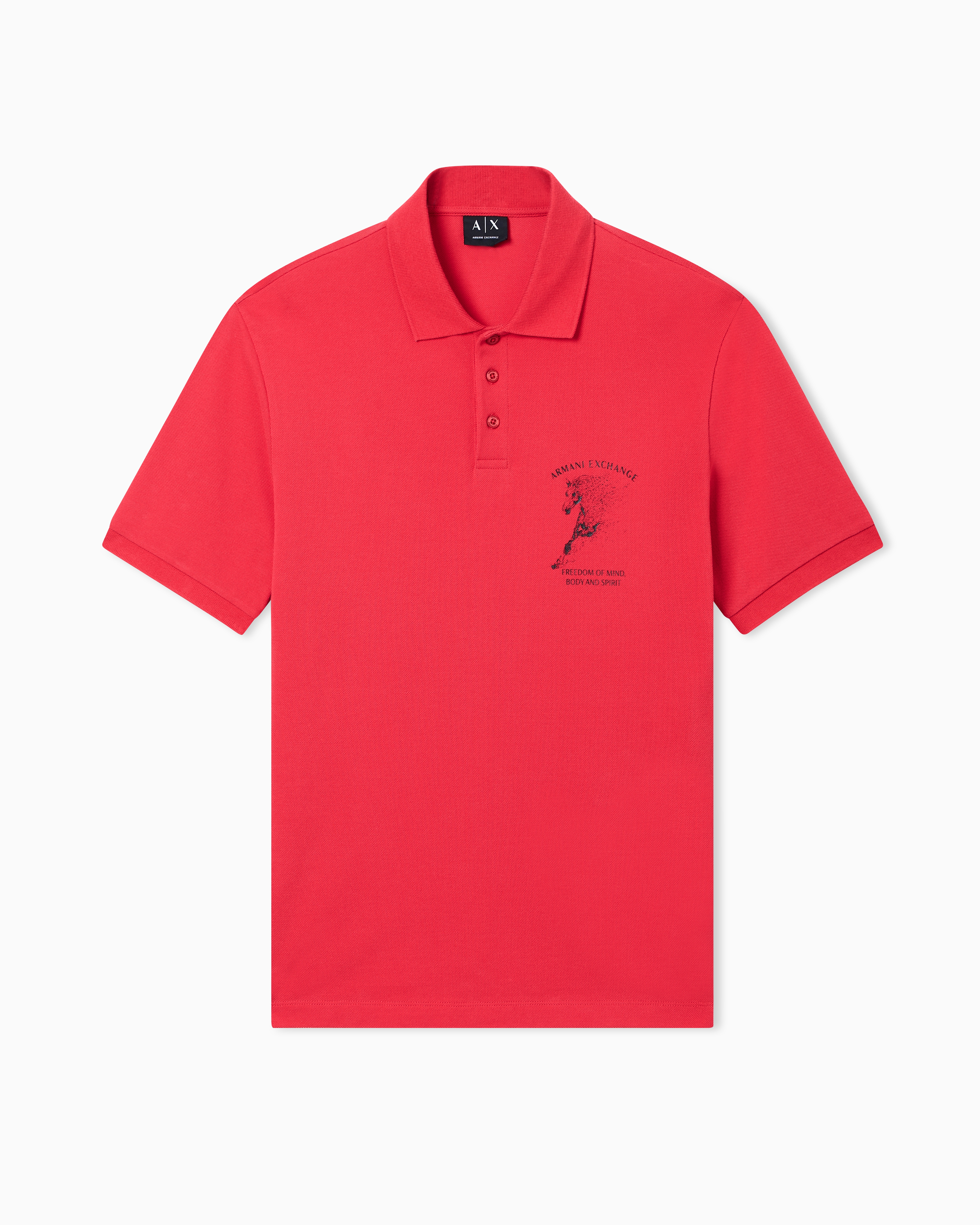 Armani Exchange Red Classic Cotton Pique Polo With Horse