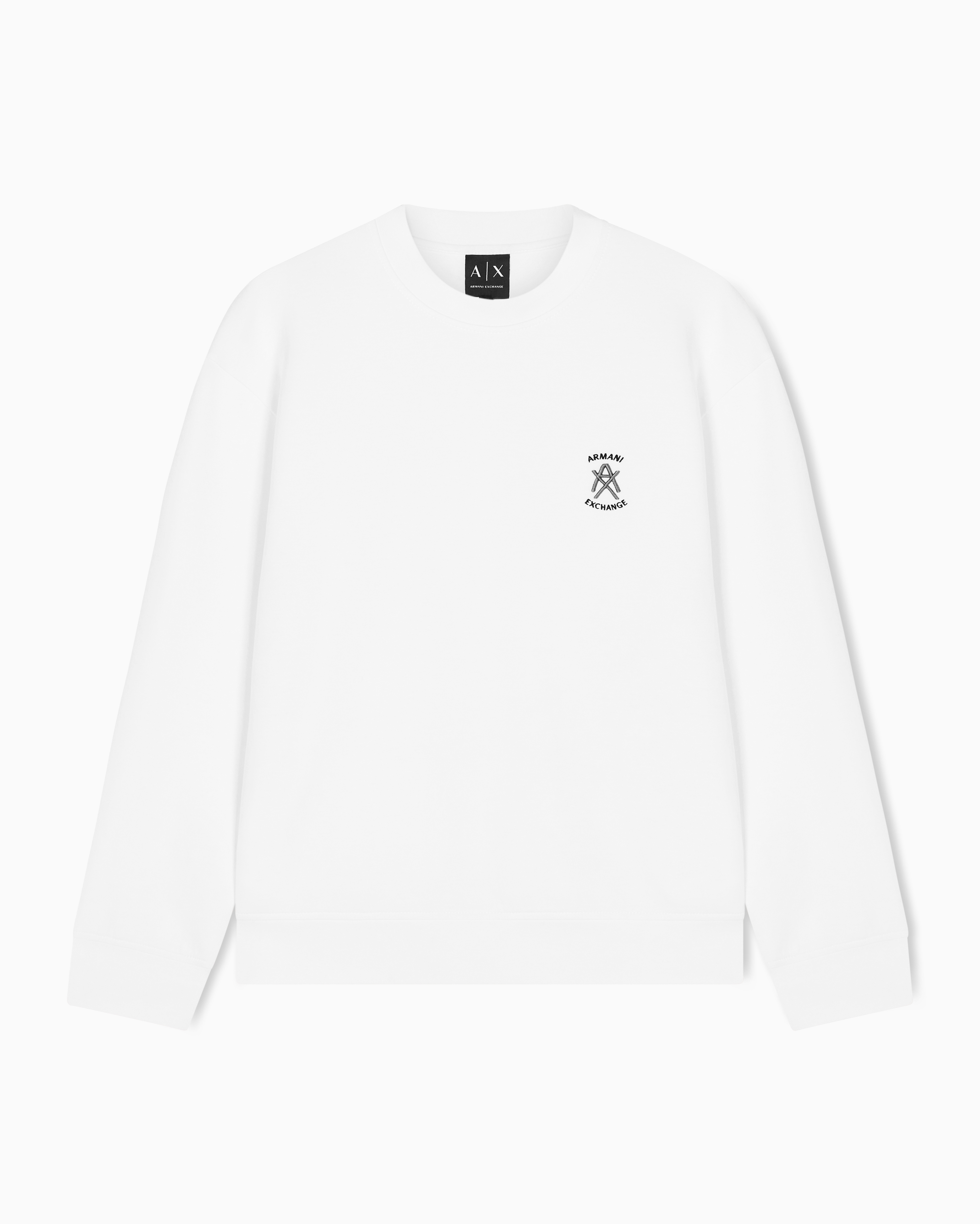 Armani Exchange White Crewneck Sweatshirt With Logo