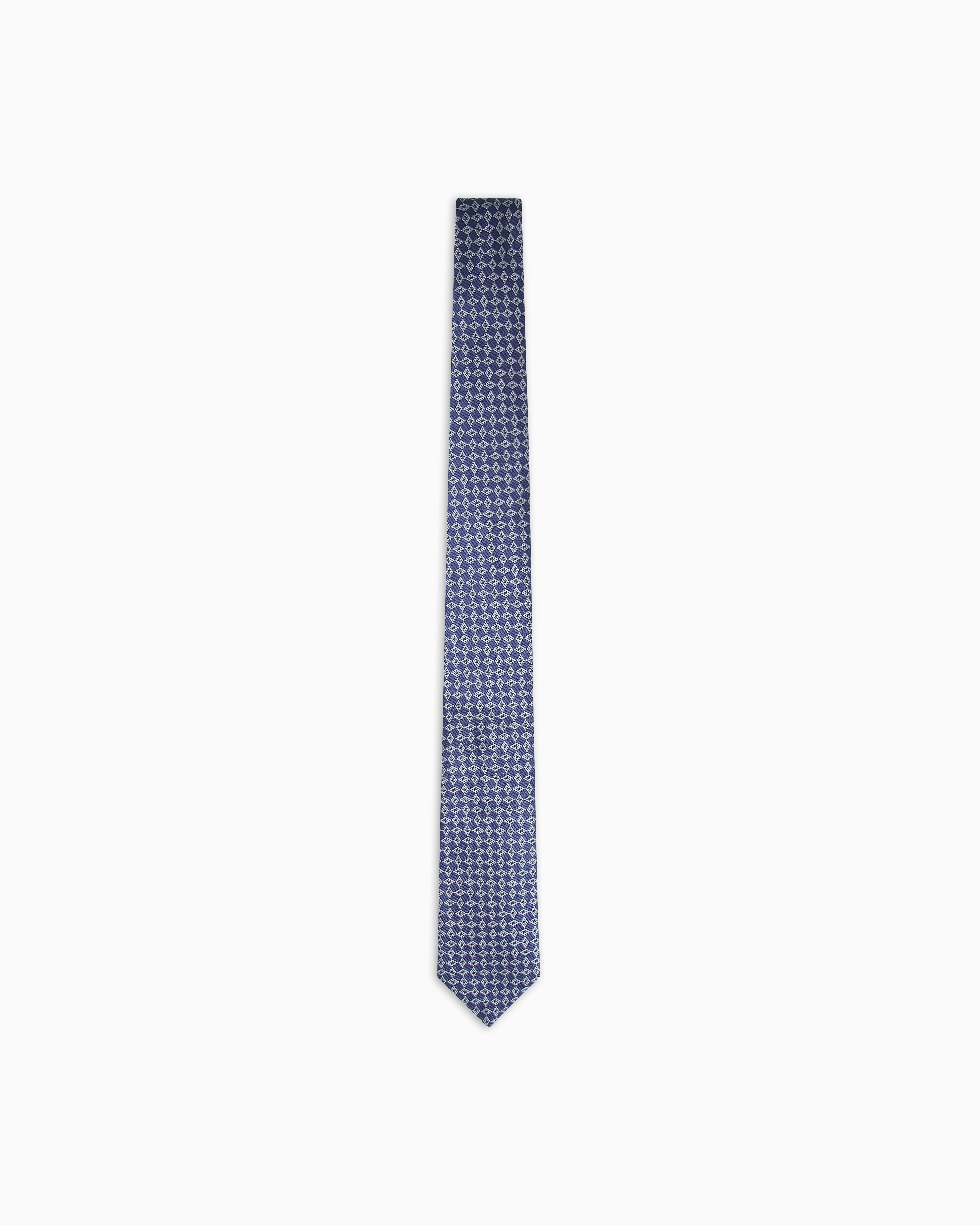Giorgio Armani Blue Pure Silk Diamond Jacquard Tie