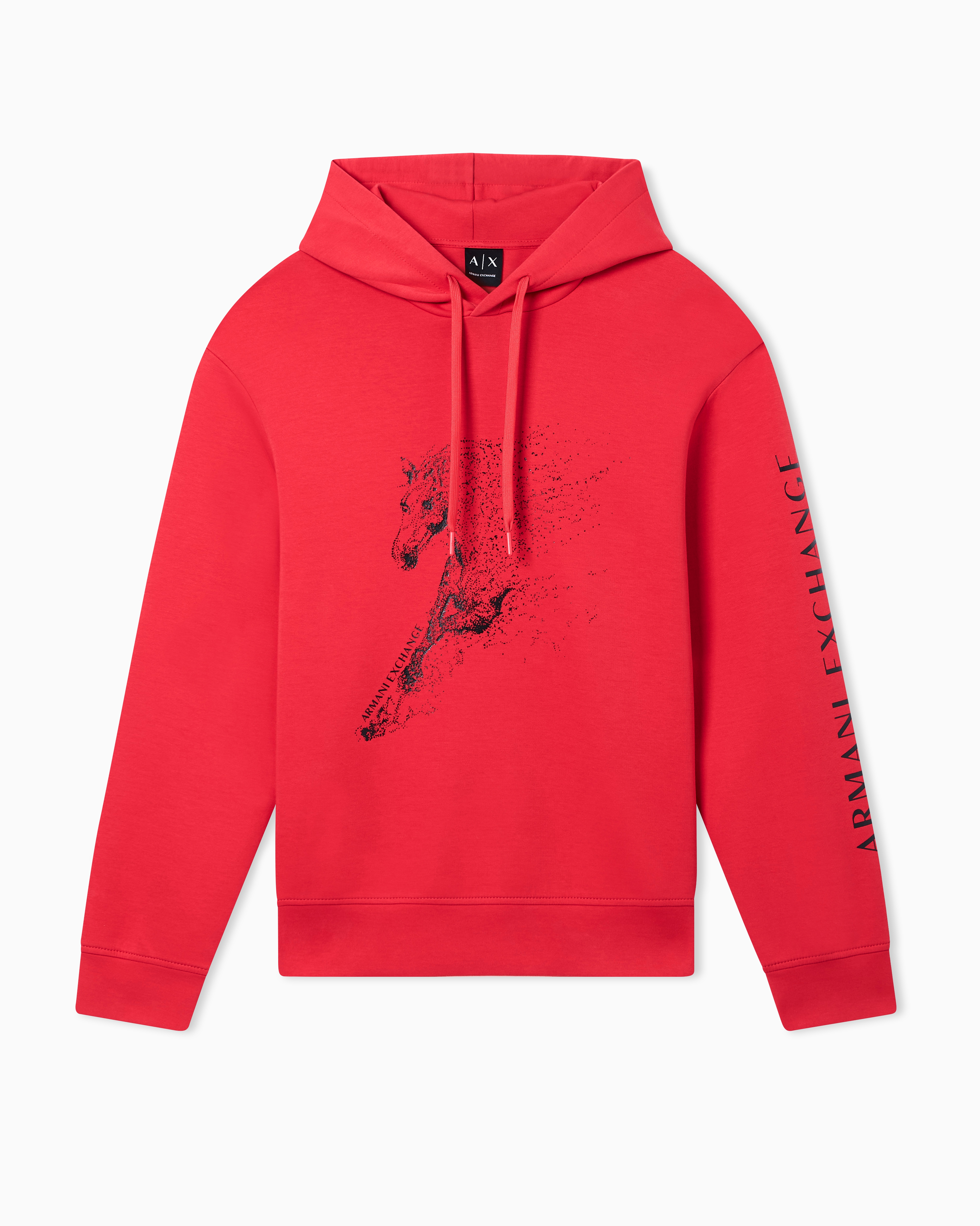 Armani Exchange Red Hoodie With Logo And Horse Print
