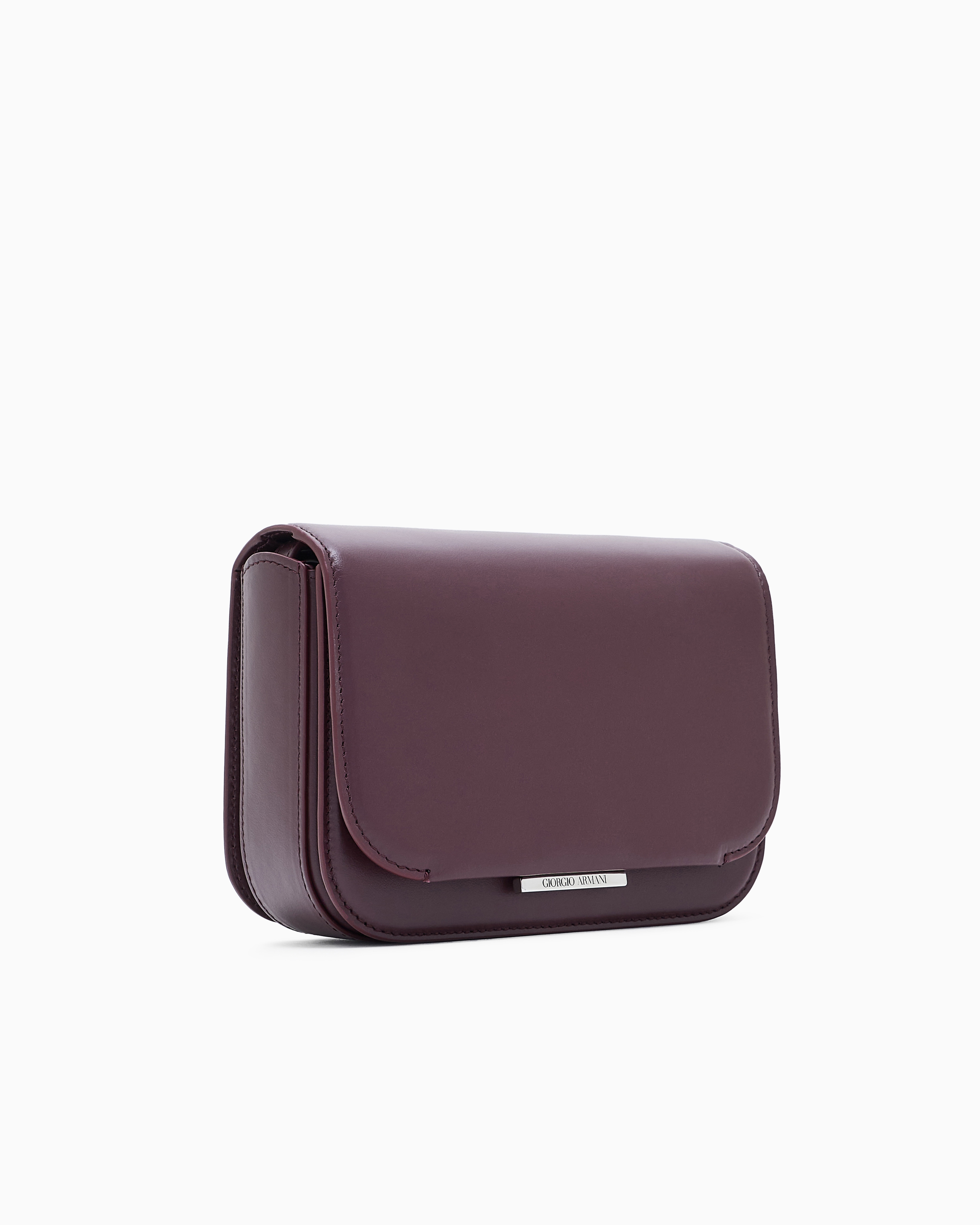 Giorgio Armani Medium Leather Shoulder Bag In Burgundy
