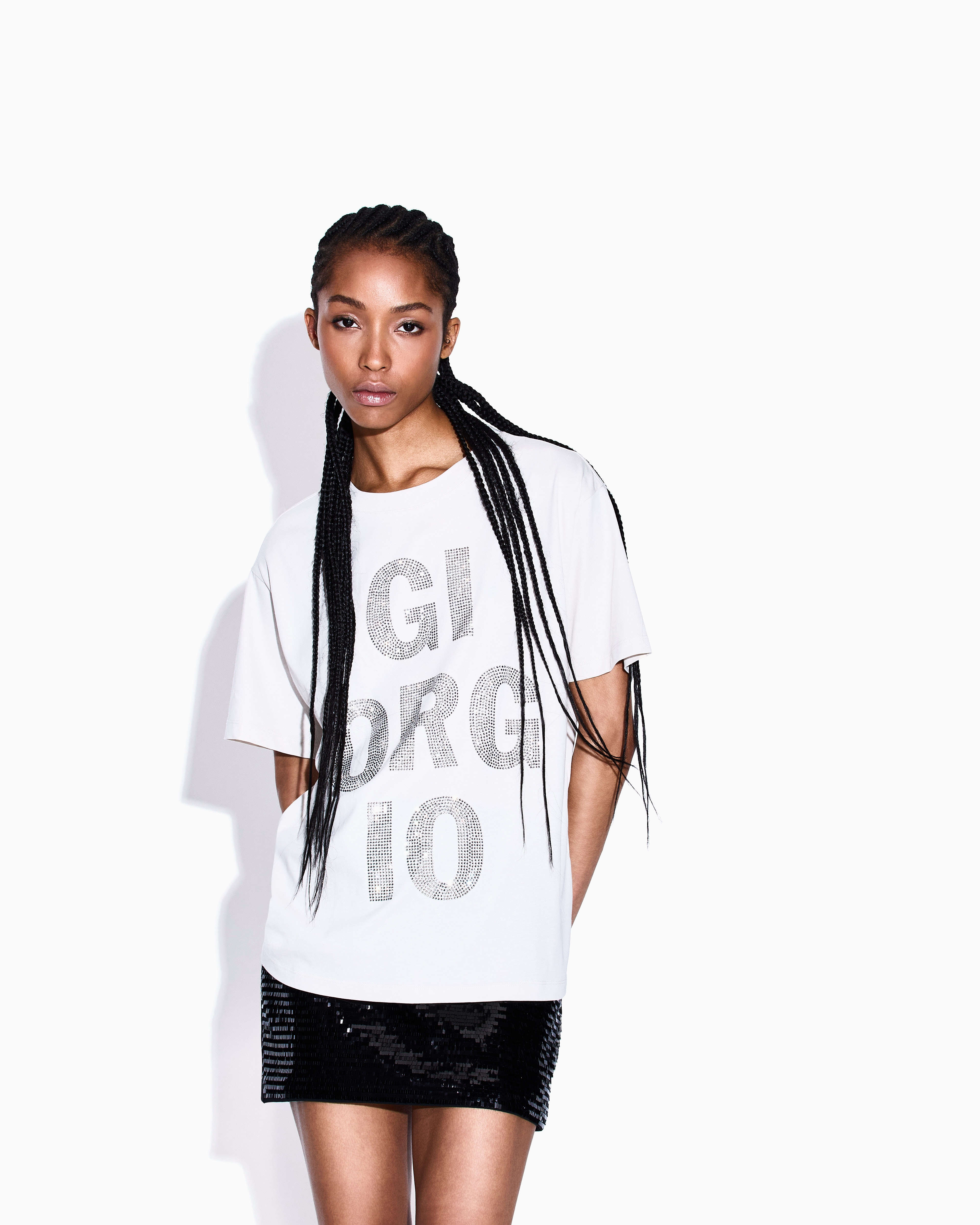 Armani Exchange - Regular fit T-shirt with logo, Woman, Beige, Size: