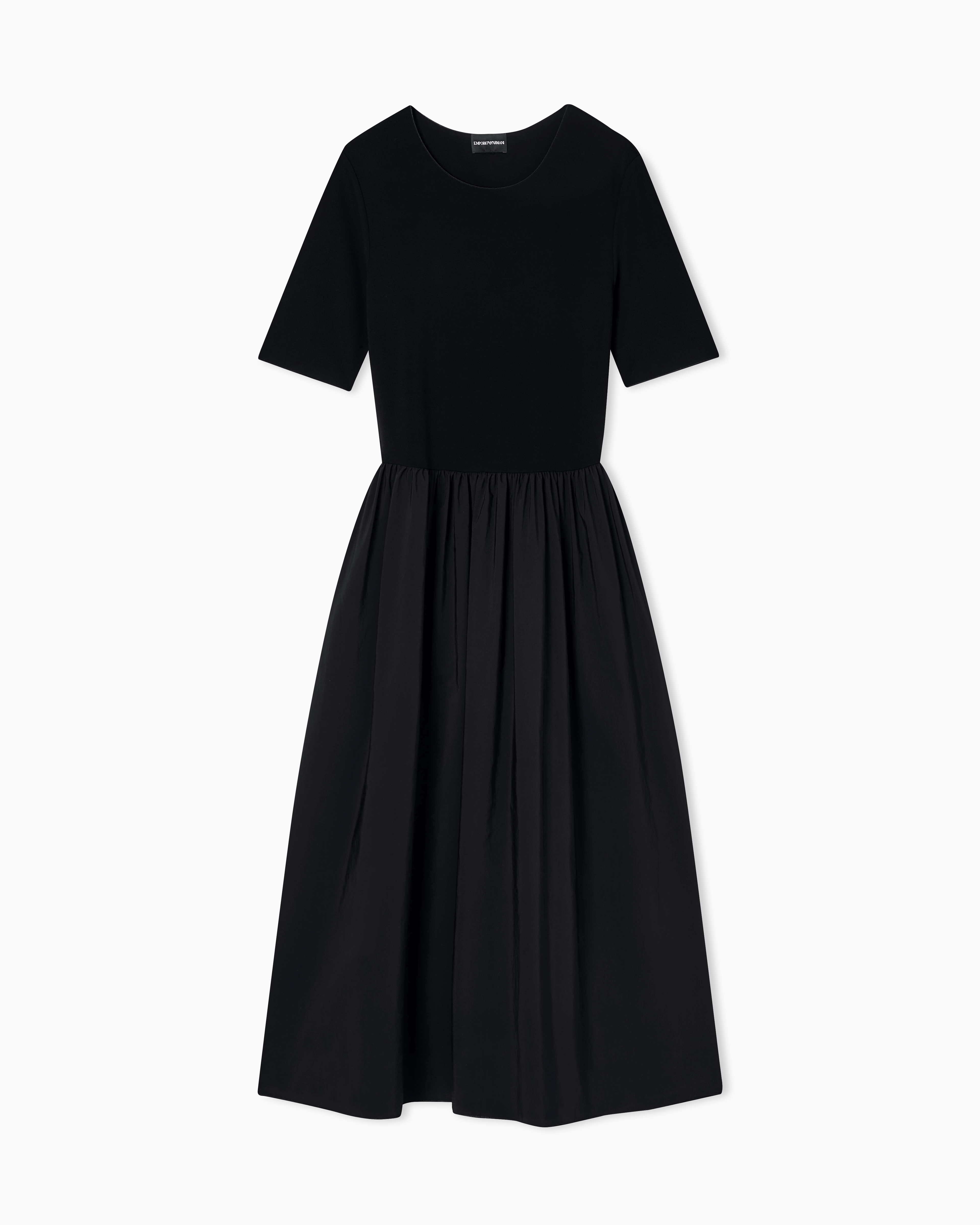 Emporio Armani Black Long, Short-Sleeved Interlock Dress
