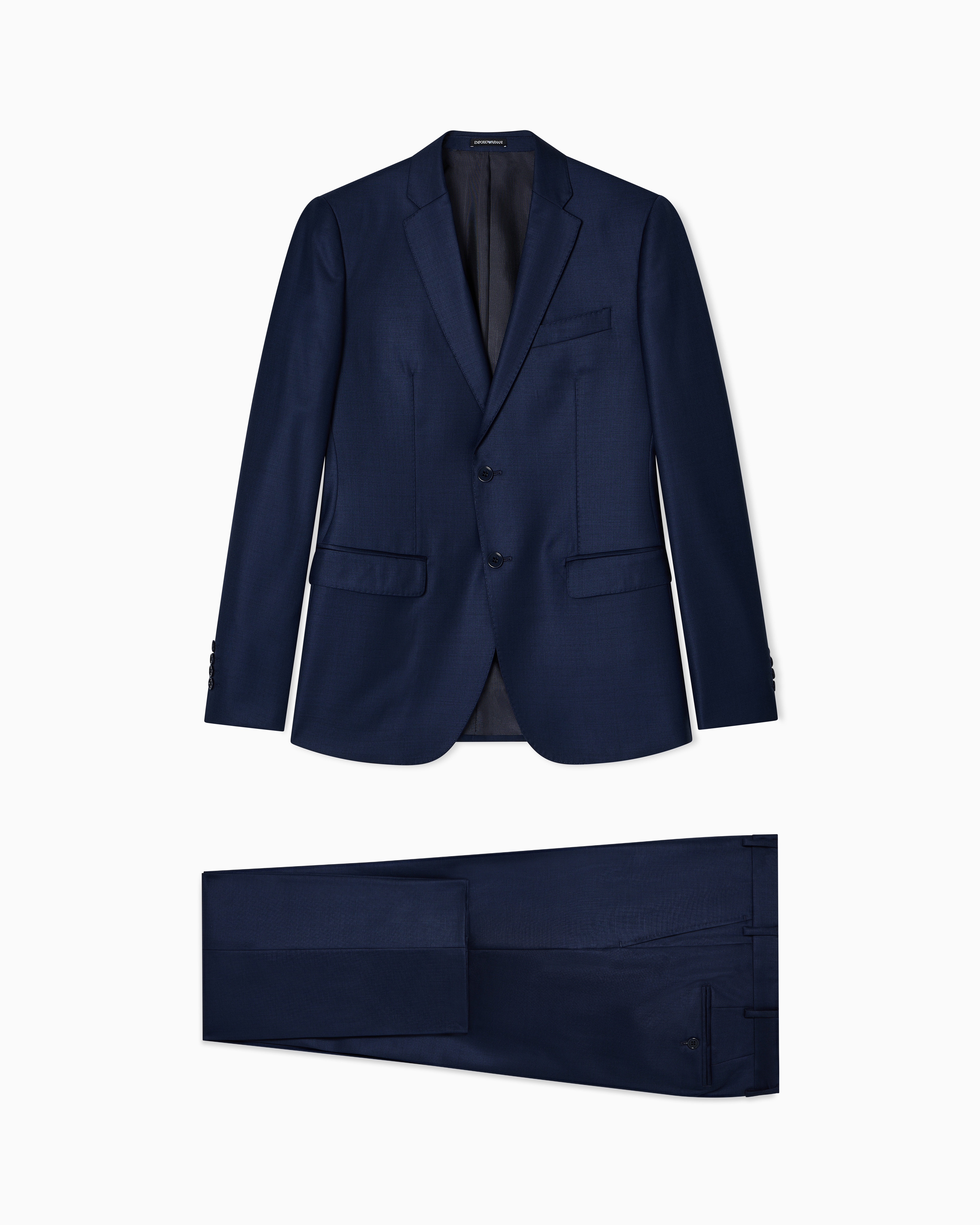 Emporio Armani - Single-breasted suit a silky-finish grisaille, Man, Blue, Size: