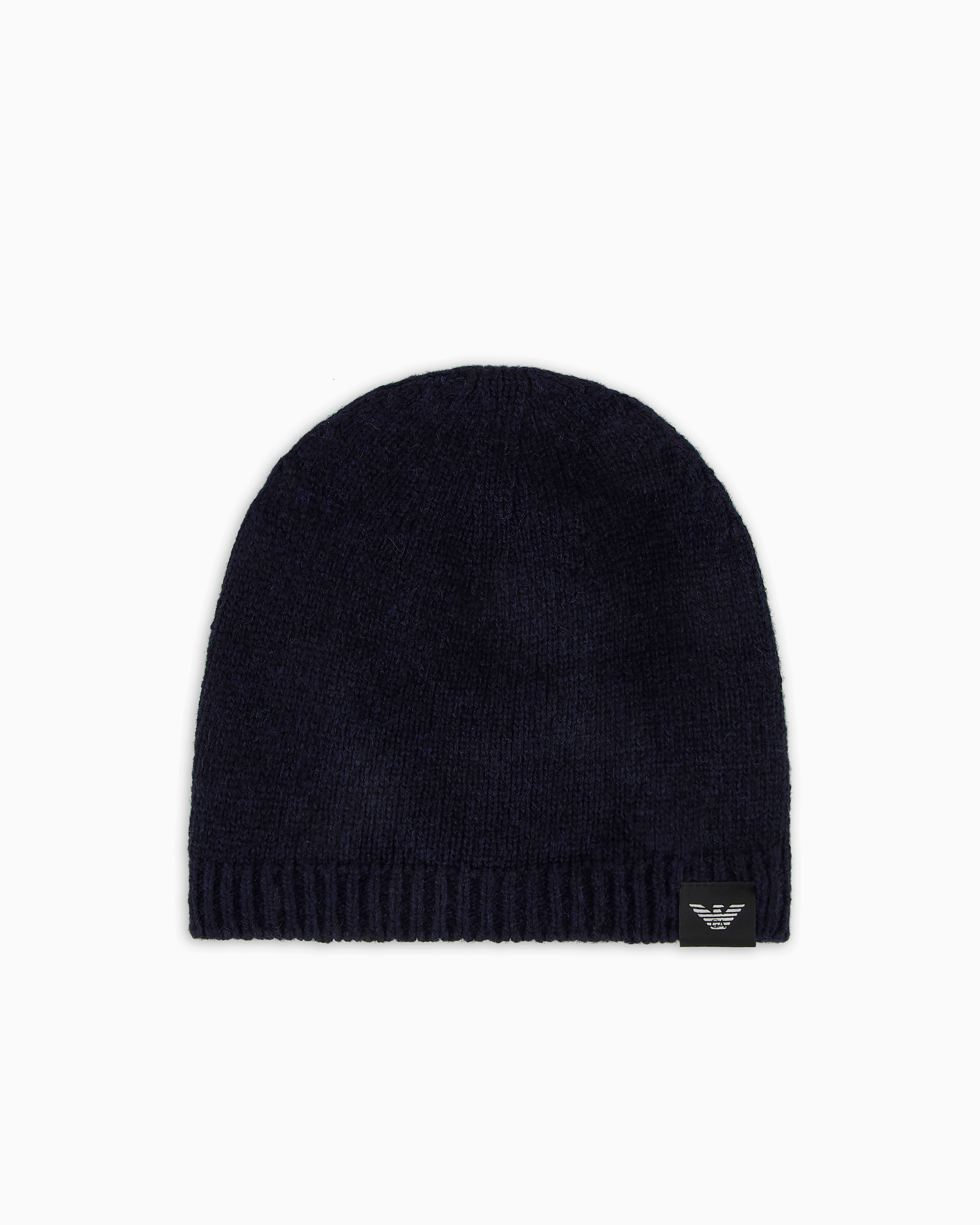 Emporio Armani - Pure cashmere, ribbed beanie, Man, Navy Blue, Size: