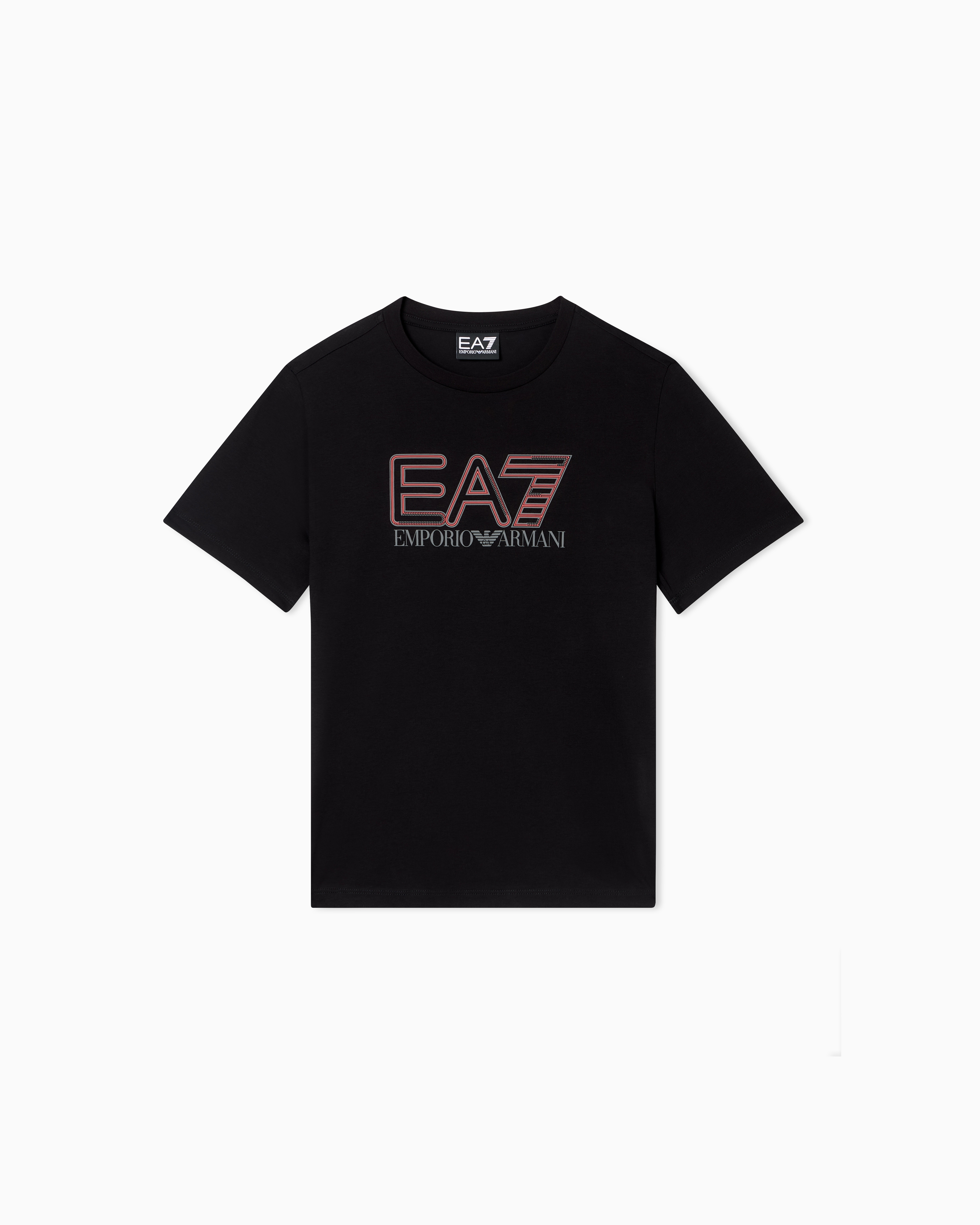 Ea7 Visibility Cotton Jersey T-shirt In Black