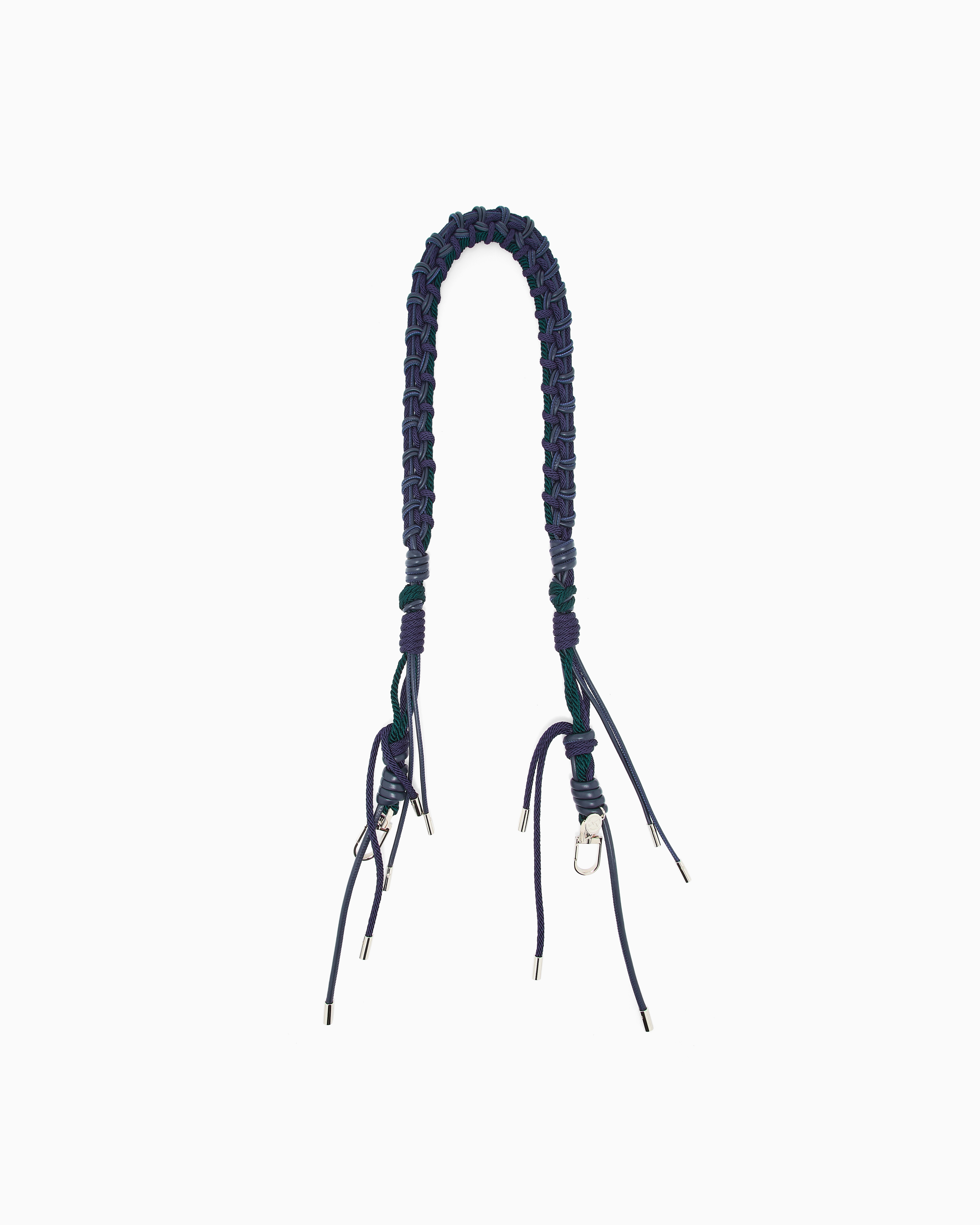 Giorgio Armani Blue Rope And Leather Shoulder Strap With An Interwoven Motif