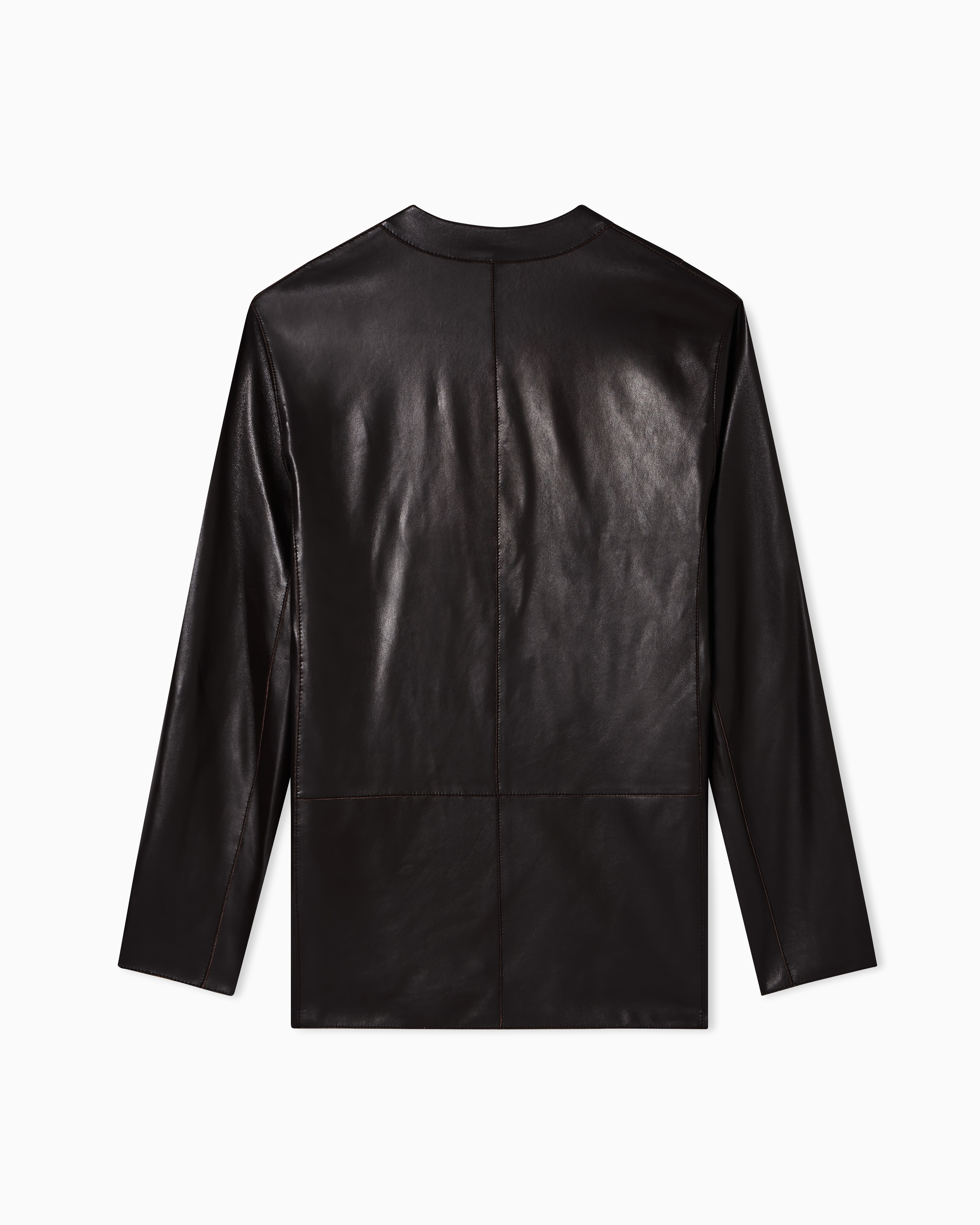 Emporio Armani Blazer In Lambskin Nappa With Raw Cut Gloves Asv In Animal Print