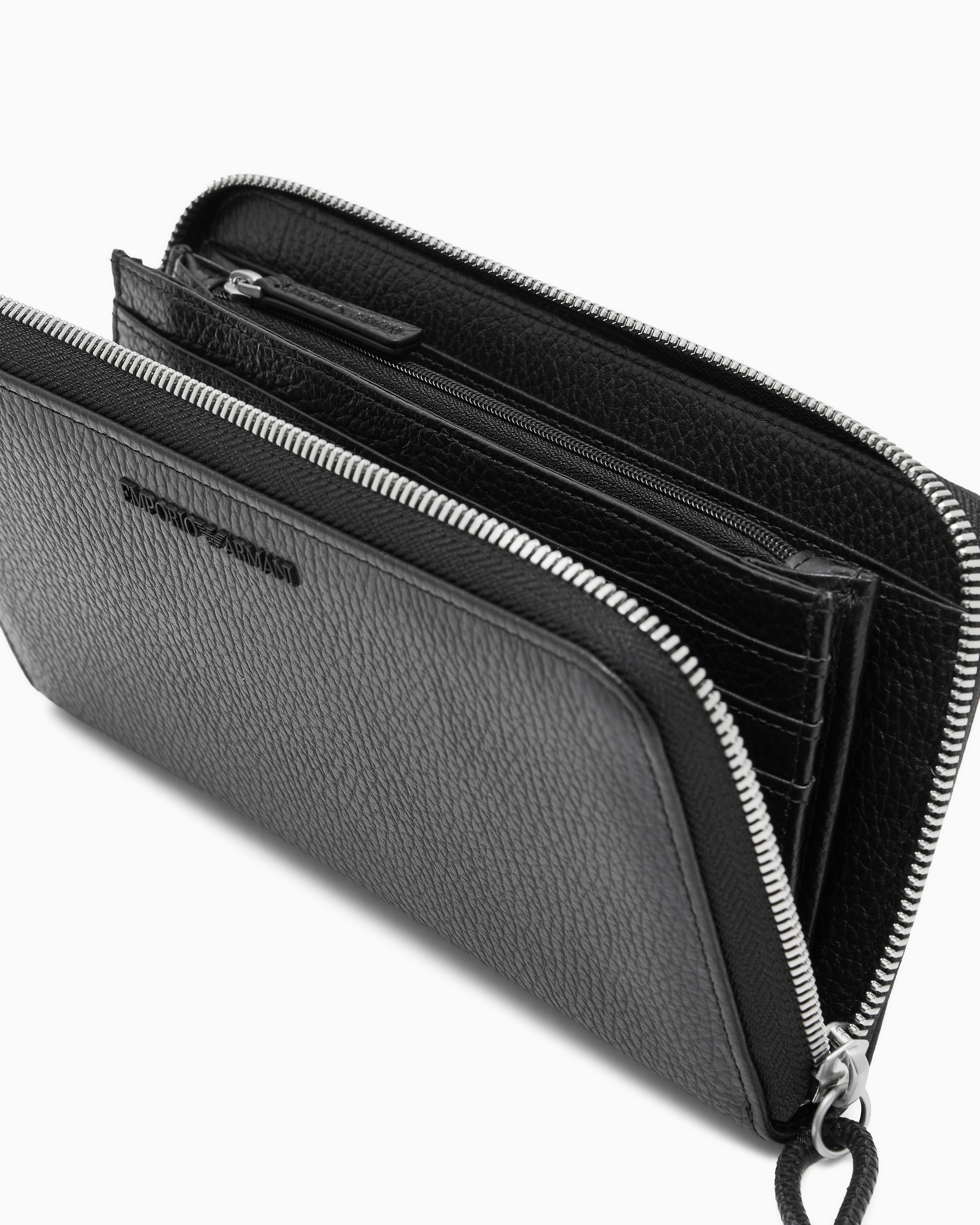 ラウンドファスナーウォレット タンブルレザー | Emporio Armani