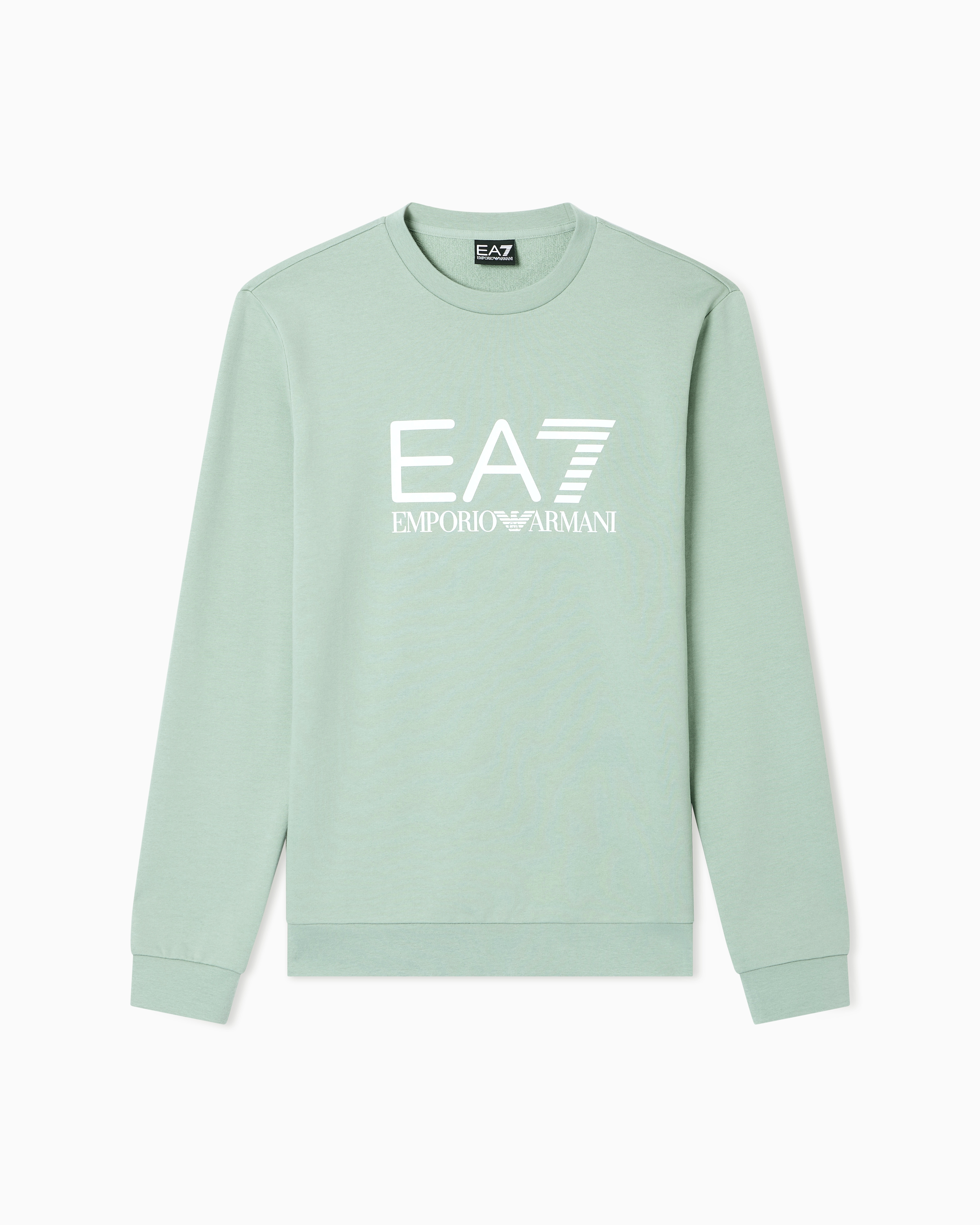 Ea7 Green Slim Sweatshirt Core Identity In Cotton Jersey With Logo